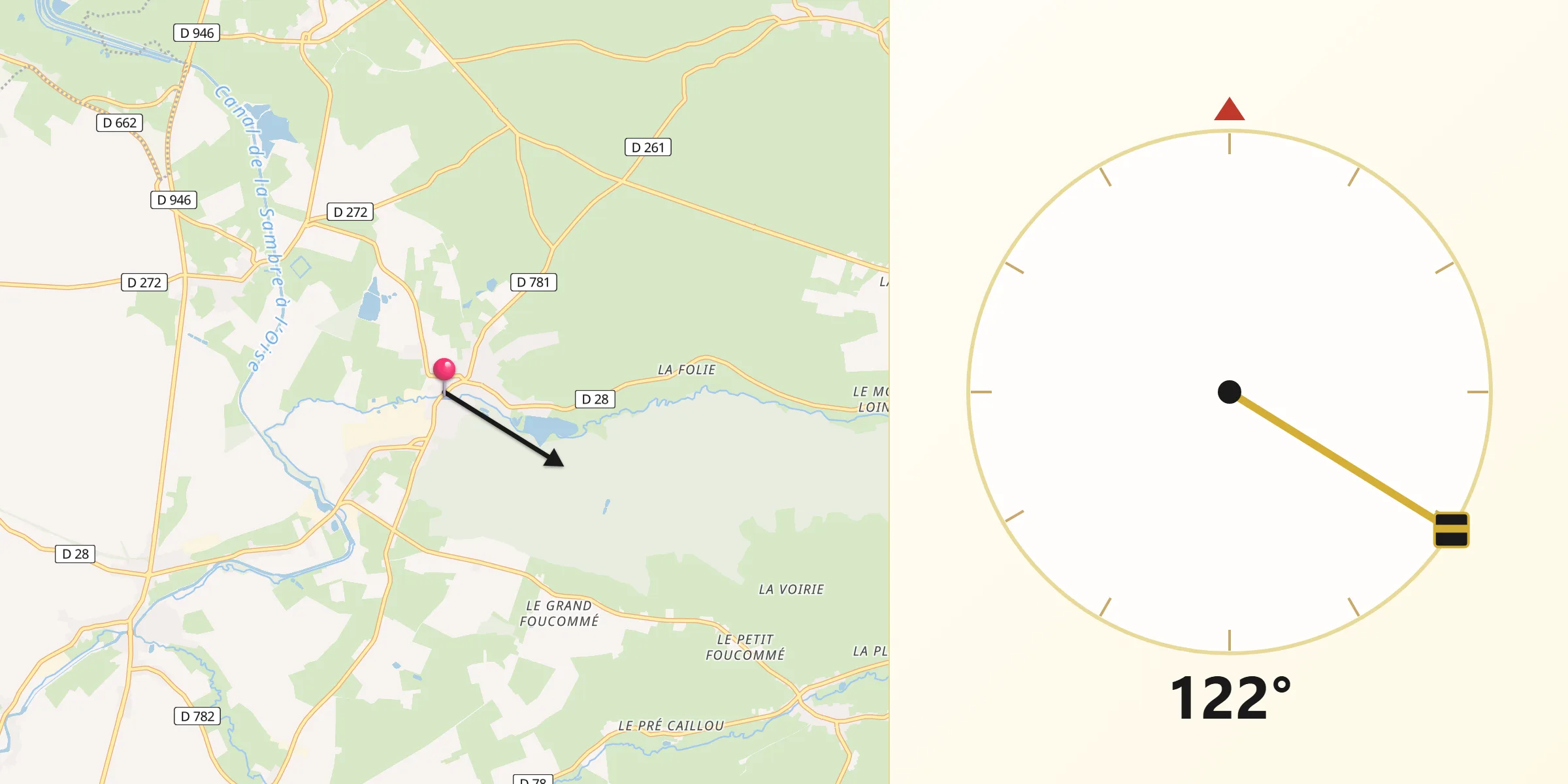 Direction vers la Qibla depuis Boué