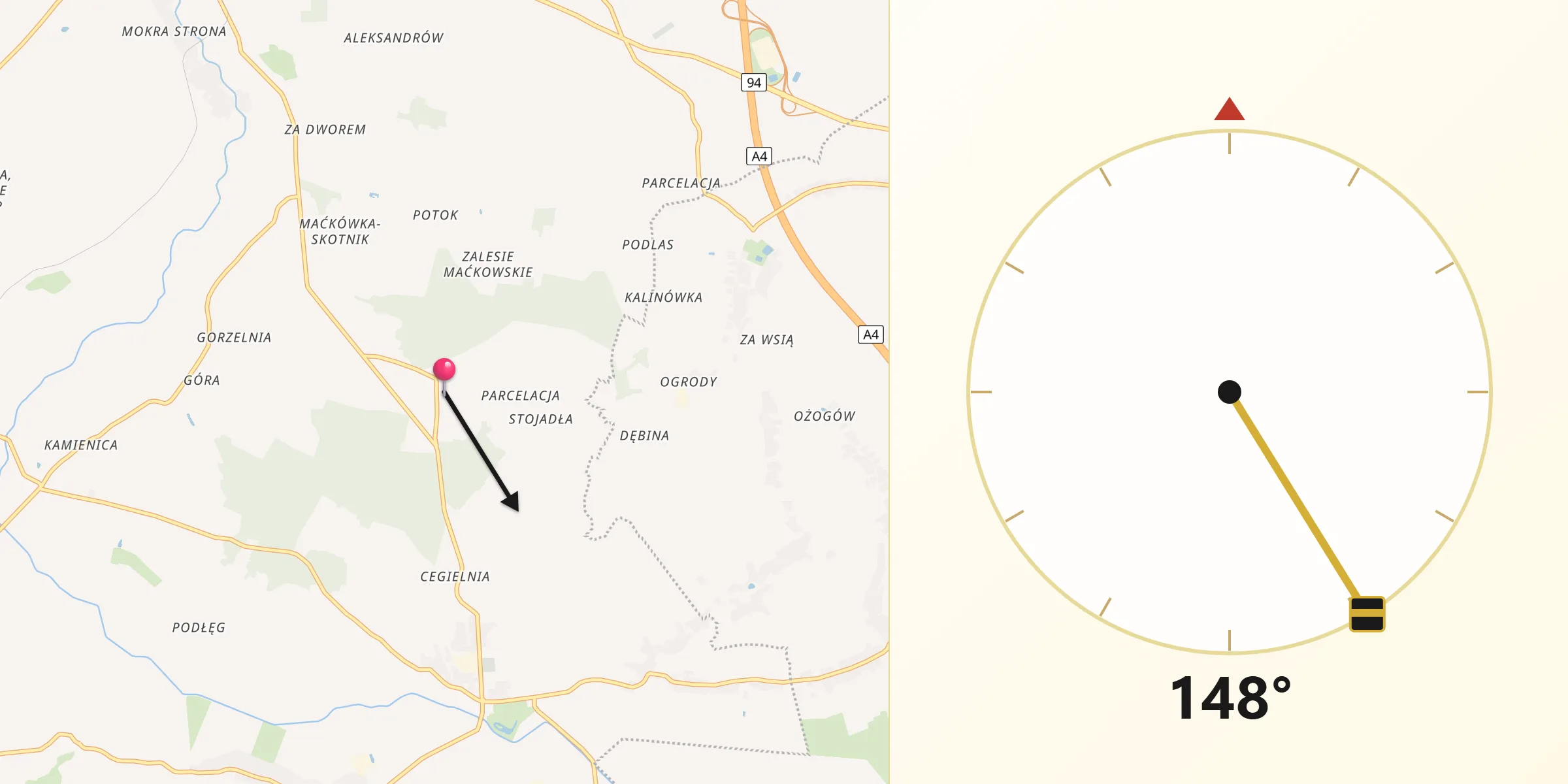 Kierunek Qibla z Zalesie