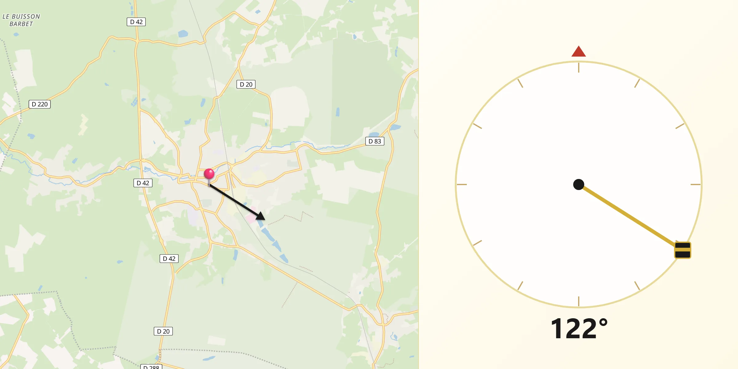 Direction vers la Qibla depuis Fourmies