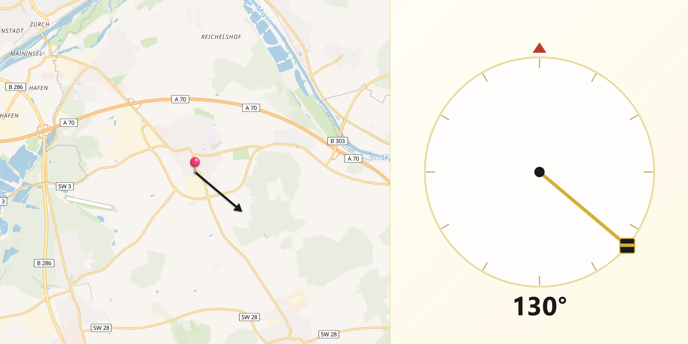 Qibla-Richtung von Gochsheim