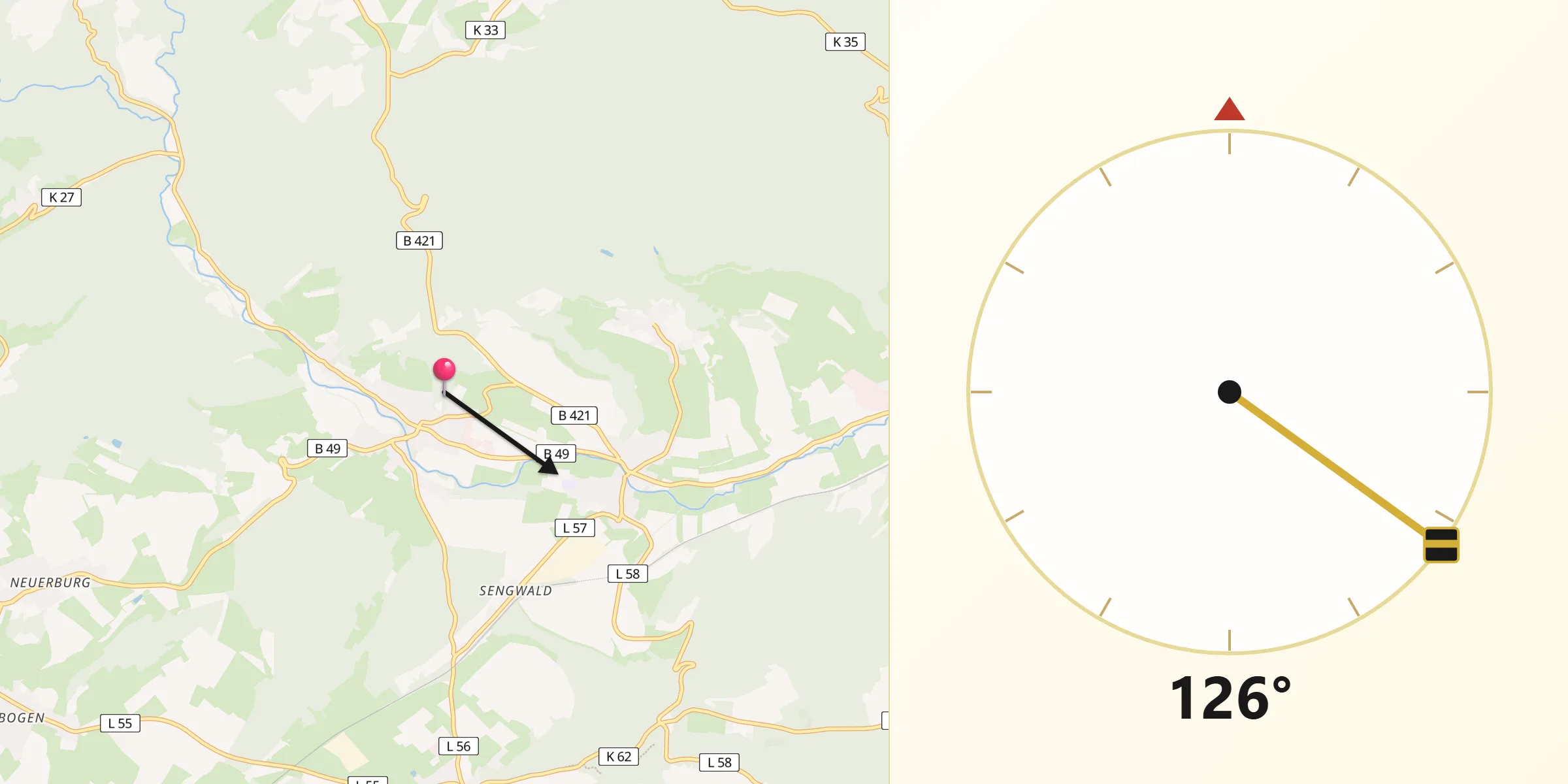 Qibla-Richtung von Bausendorf