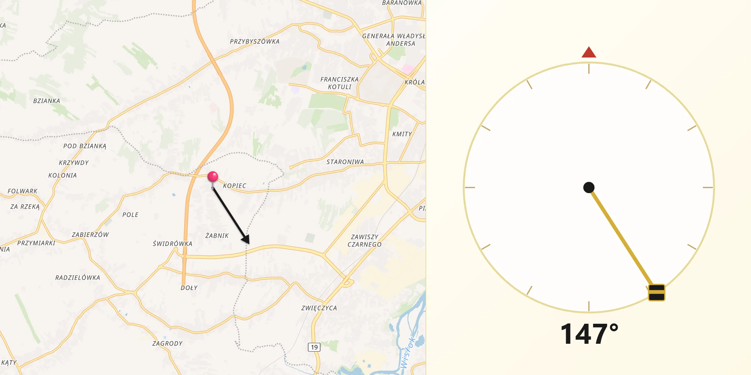 Kierunek Qibla z Kielanówka
