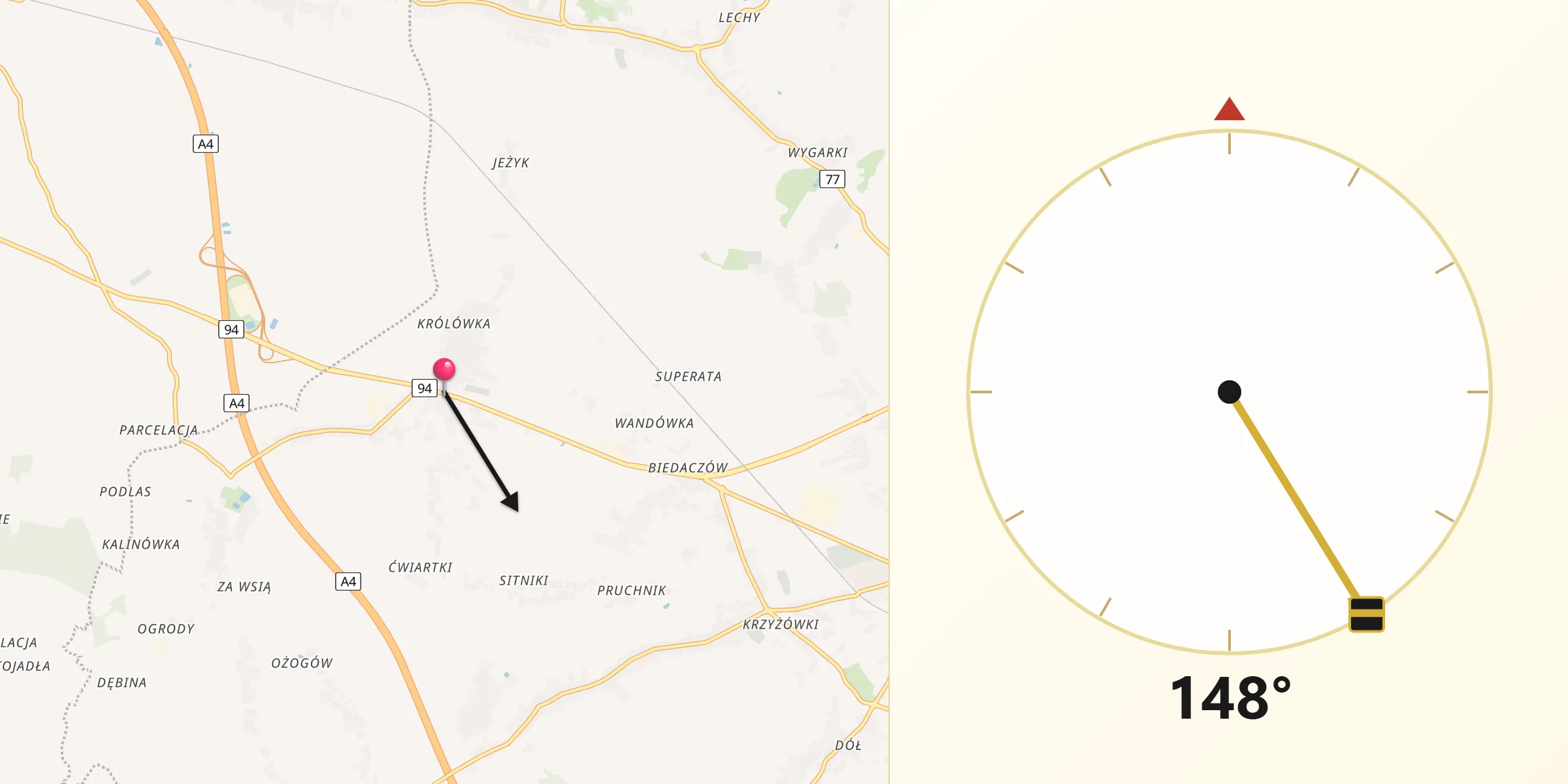 Kierunek Qibla z Wierzbna