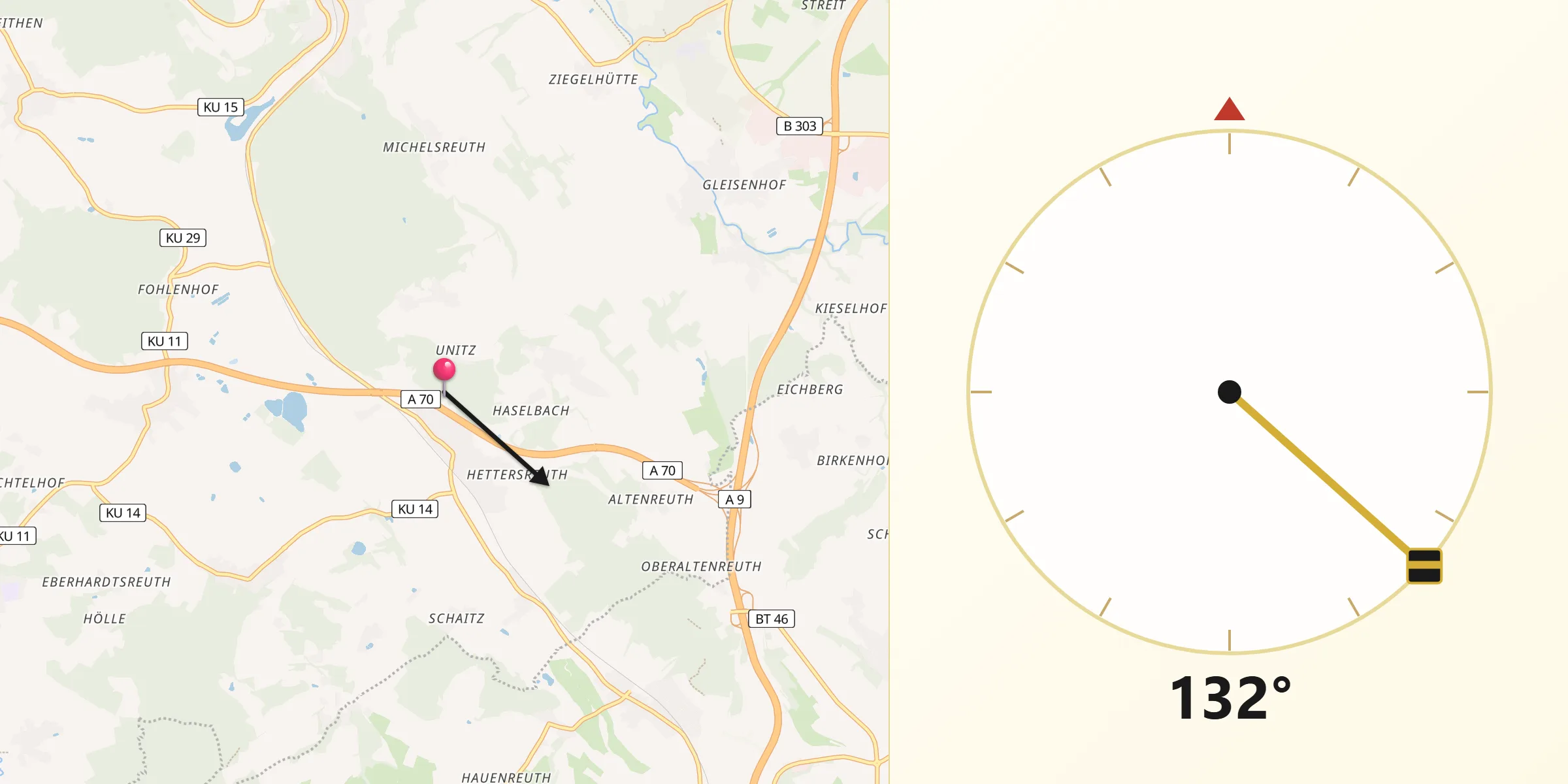 Qibla-Richtung von Harsdorf