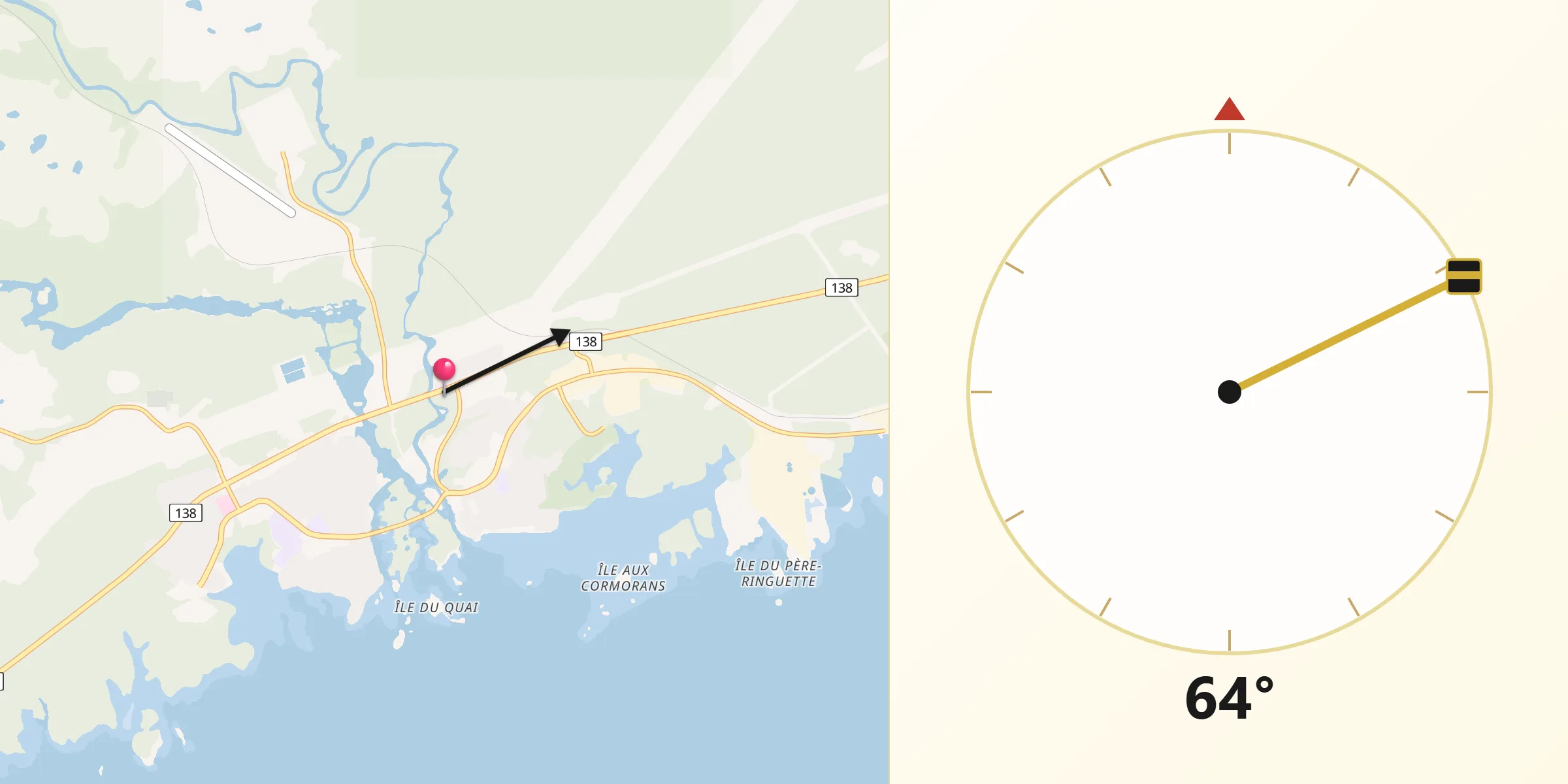 Qibla Direction from Port-Cartier