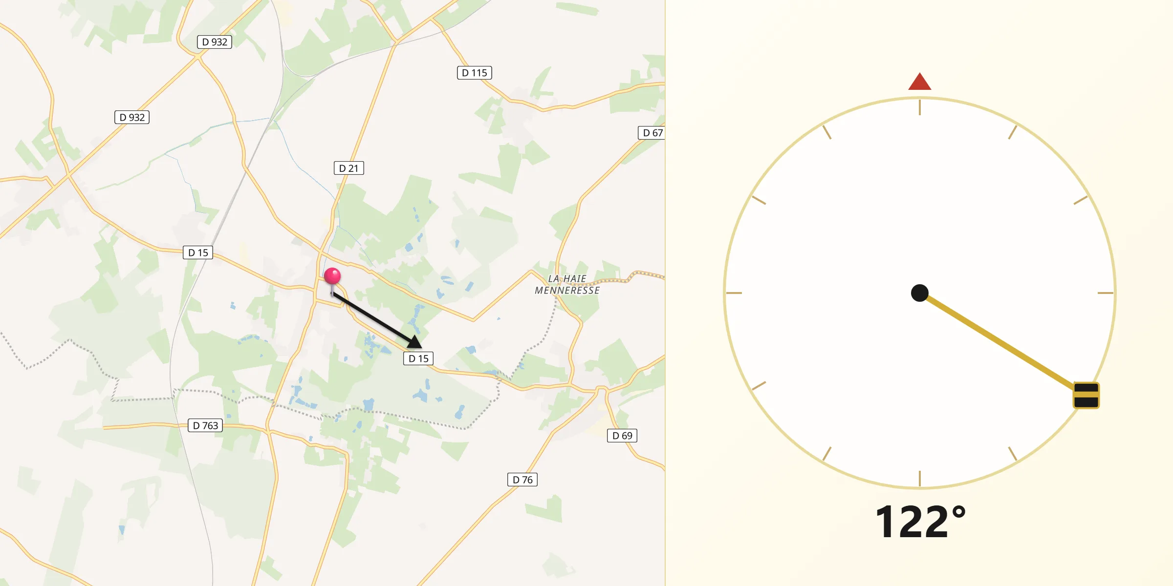 Direction vers la Qibla depuis Busigny