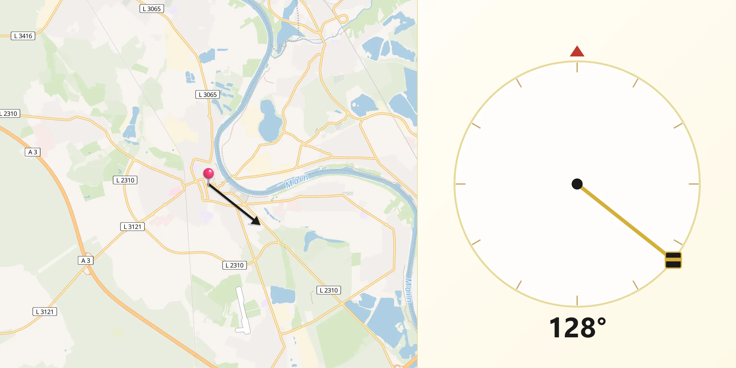 Qibla-Richtung von Seligenstadt