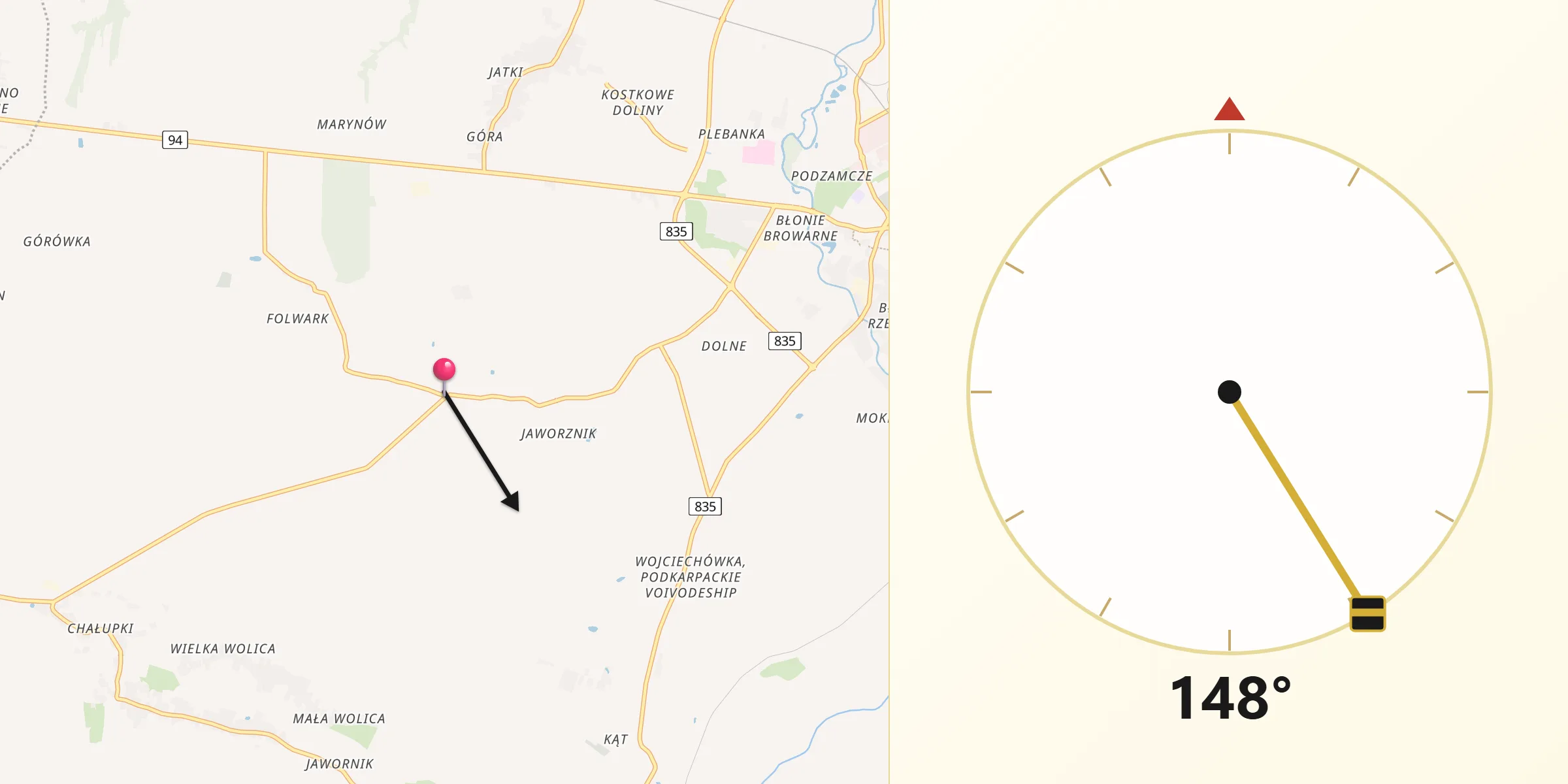 Kierunek Qibla z Dębów