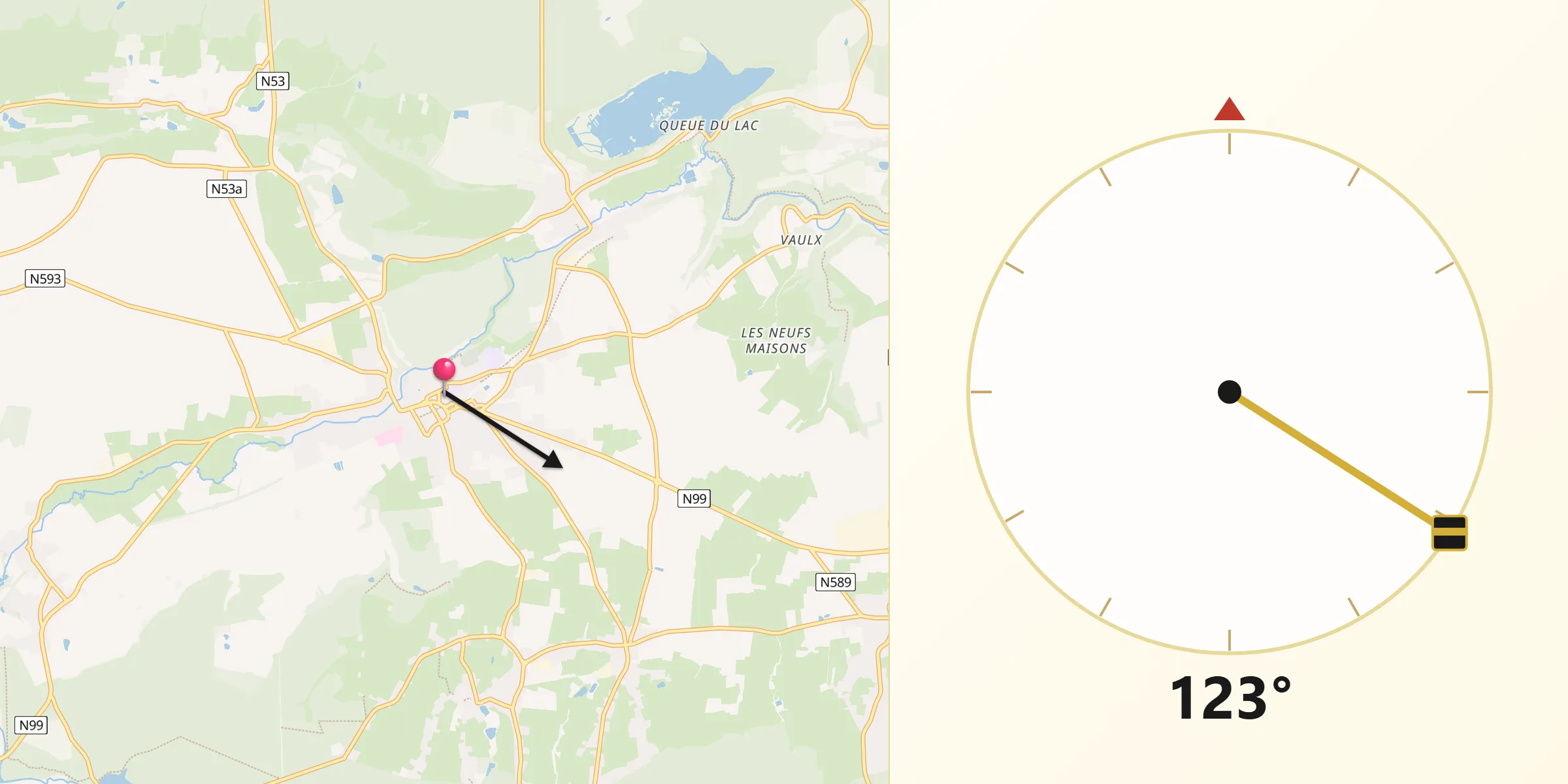 Direction vers la Qibla depuis Chimay