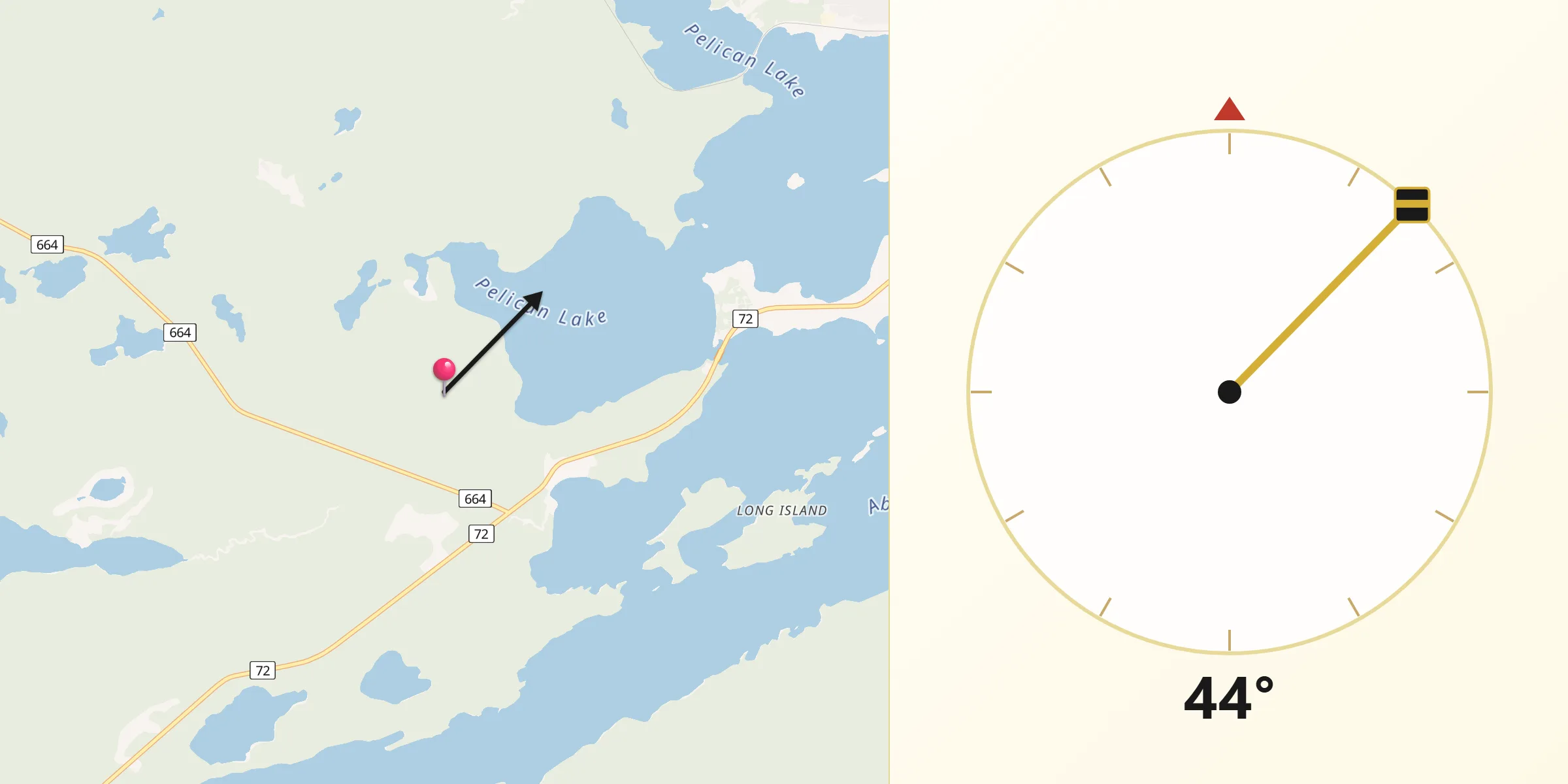 Qibla Direction from Sioux Lookout