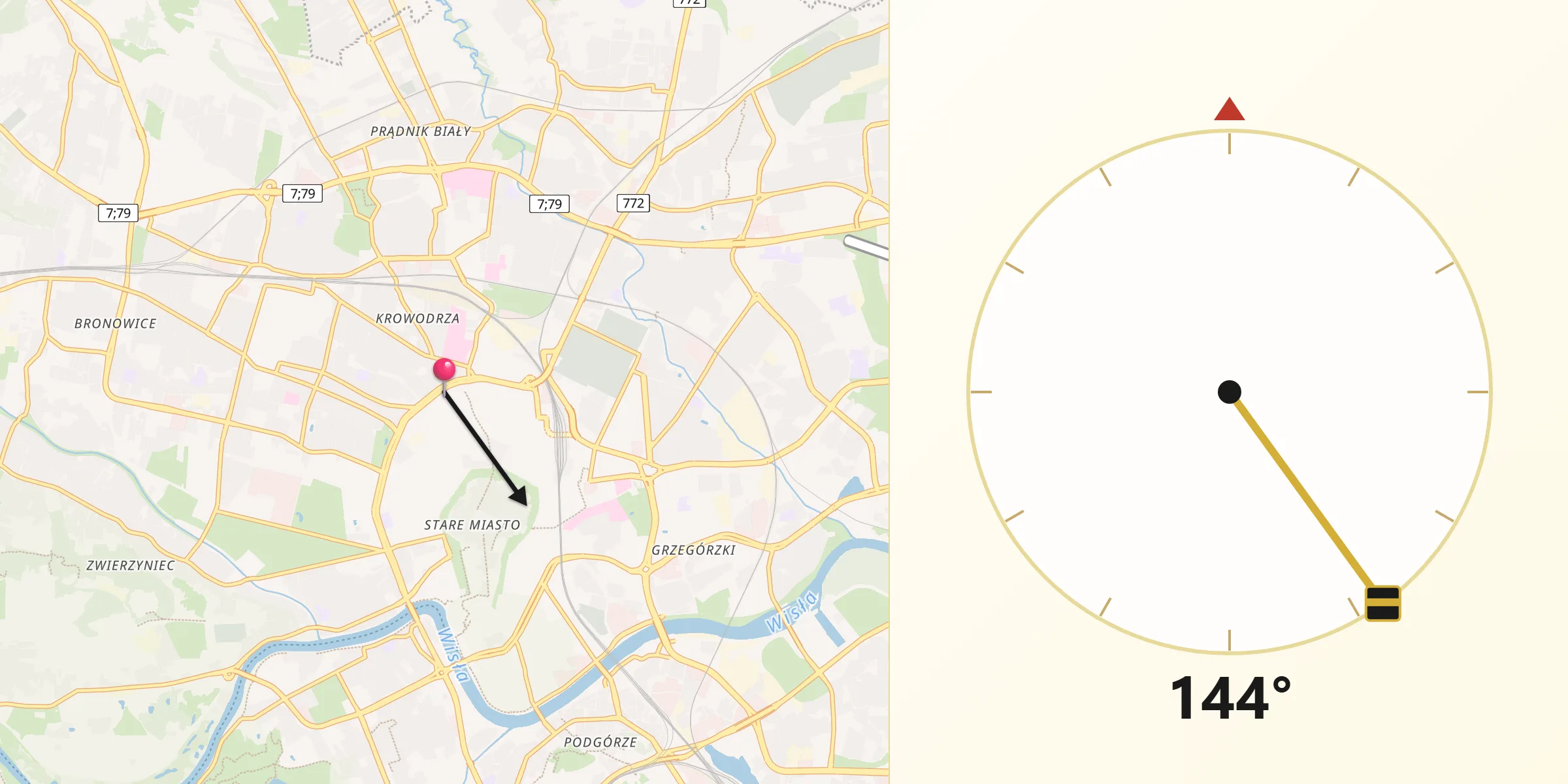 Kierunek Qibla z Kraków