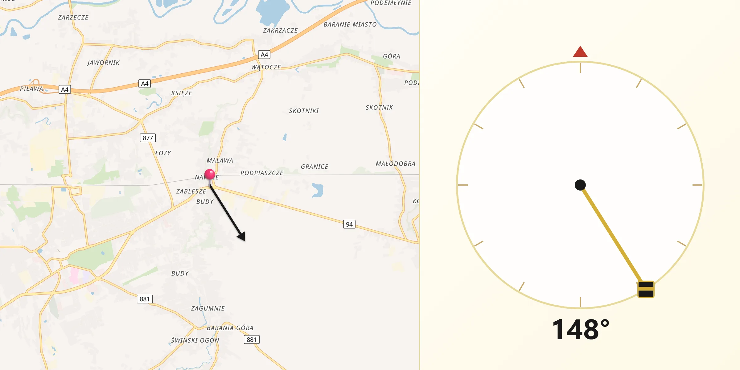 Kierunek Qibla z Głuchów