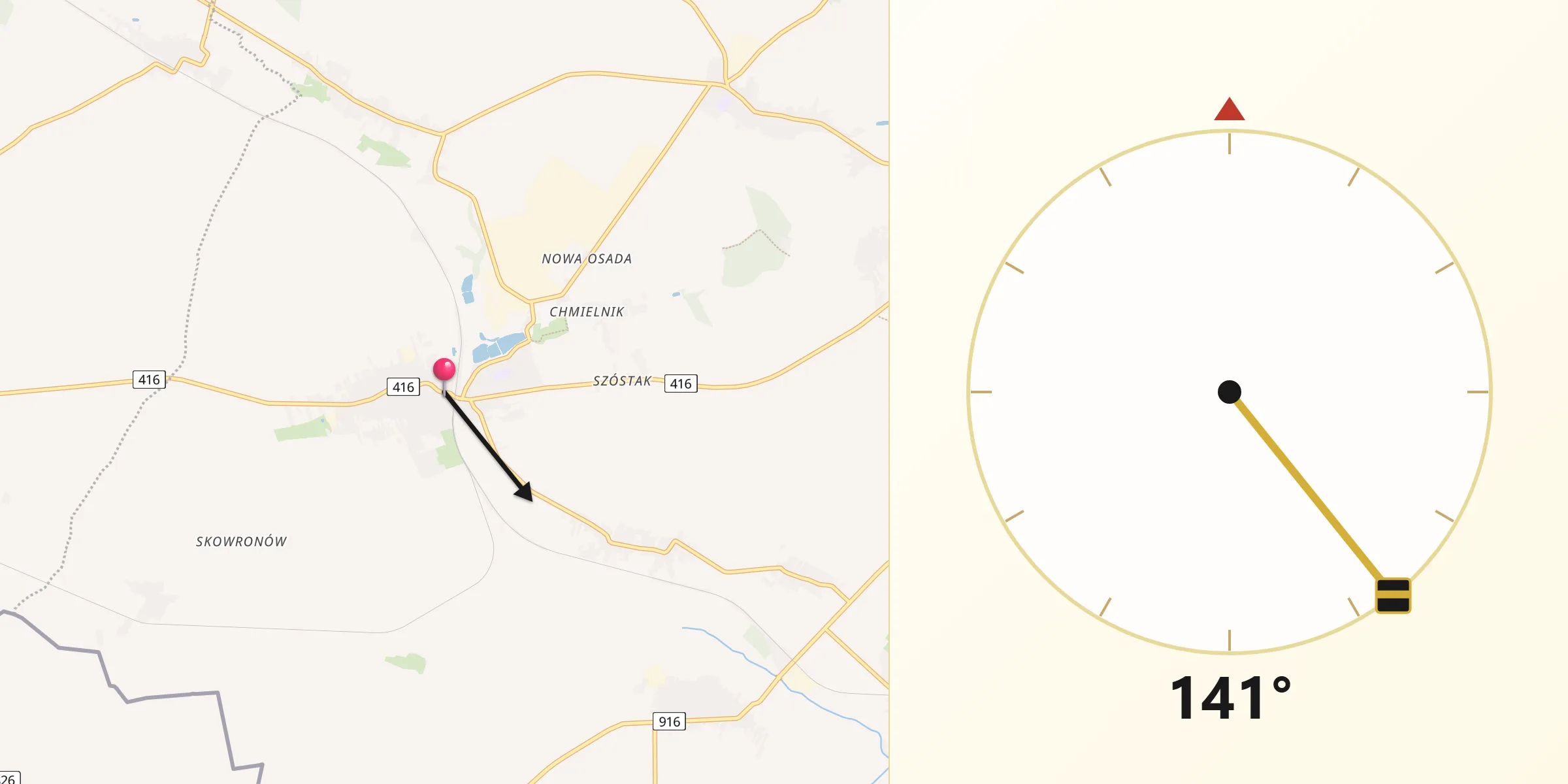 Kierunek Qibla z Pietrowice Wielkie