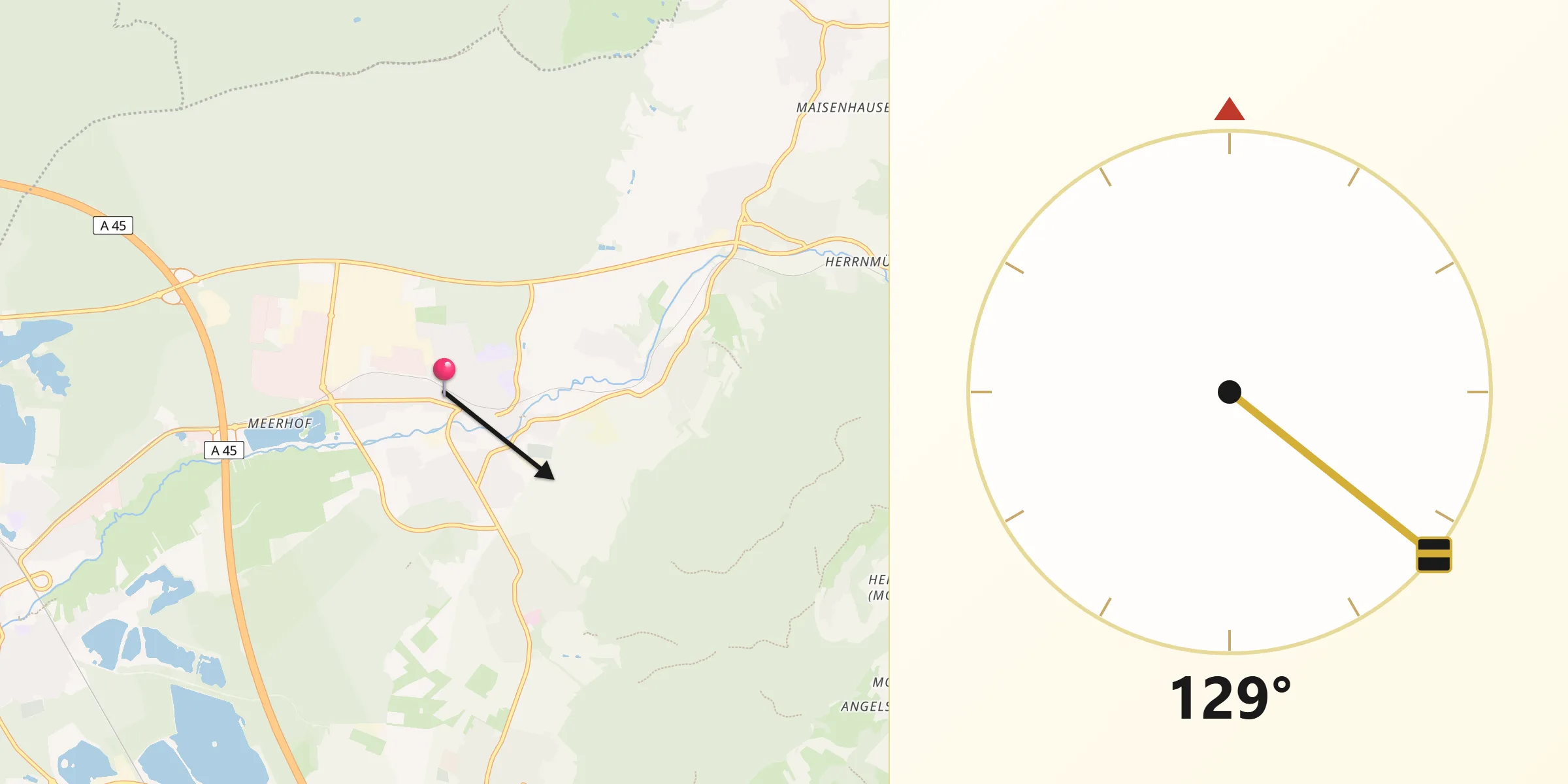 Qibla-Richtung von Alzenau in Unterfranken