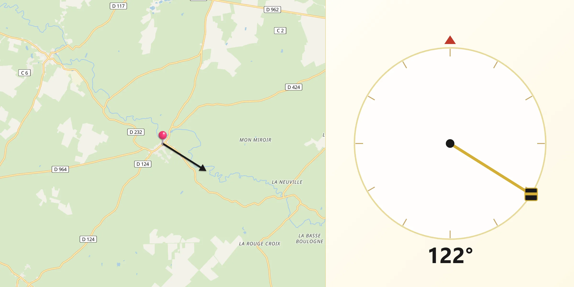 Direction vers la Qibla depuis Cartignies