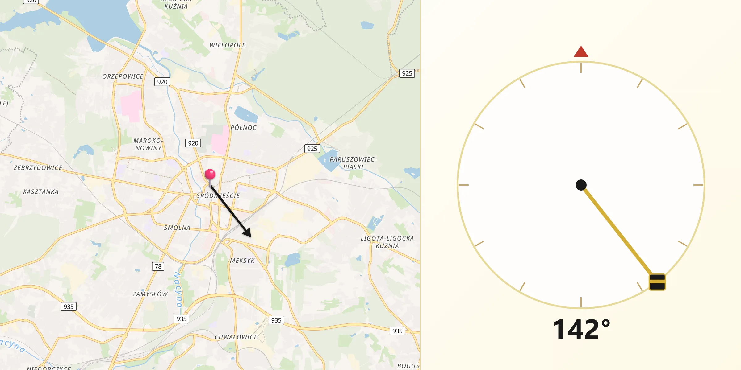 Kierunek Qibla z Rybnik