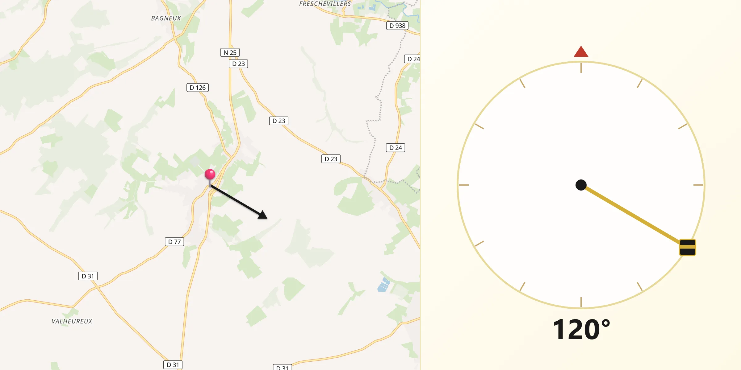 Direction vers la Qibla depuis Beauval