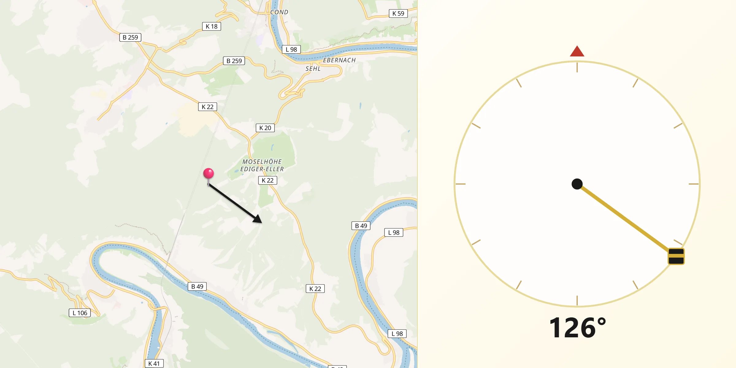 Qibla-Richtung von Ediger-Eller