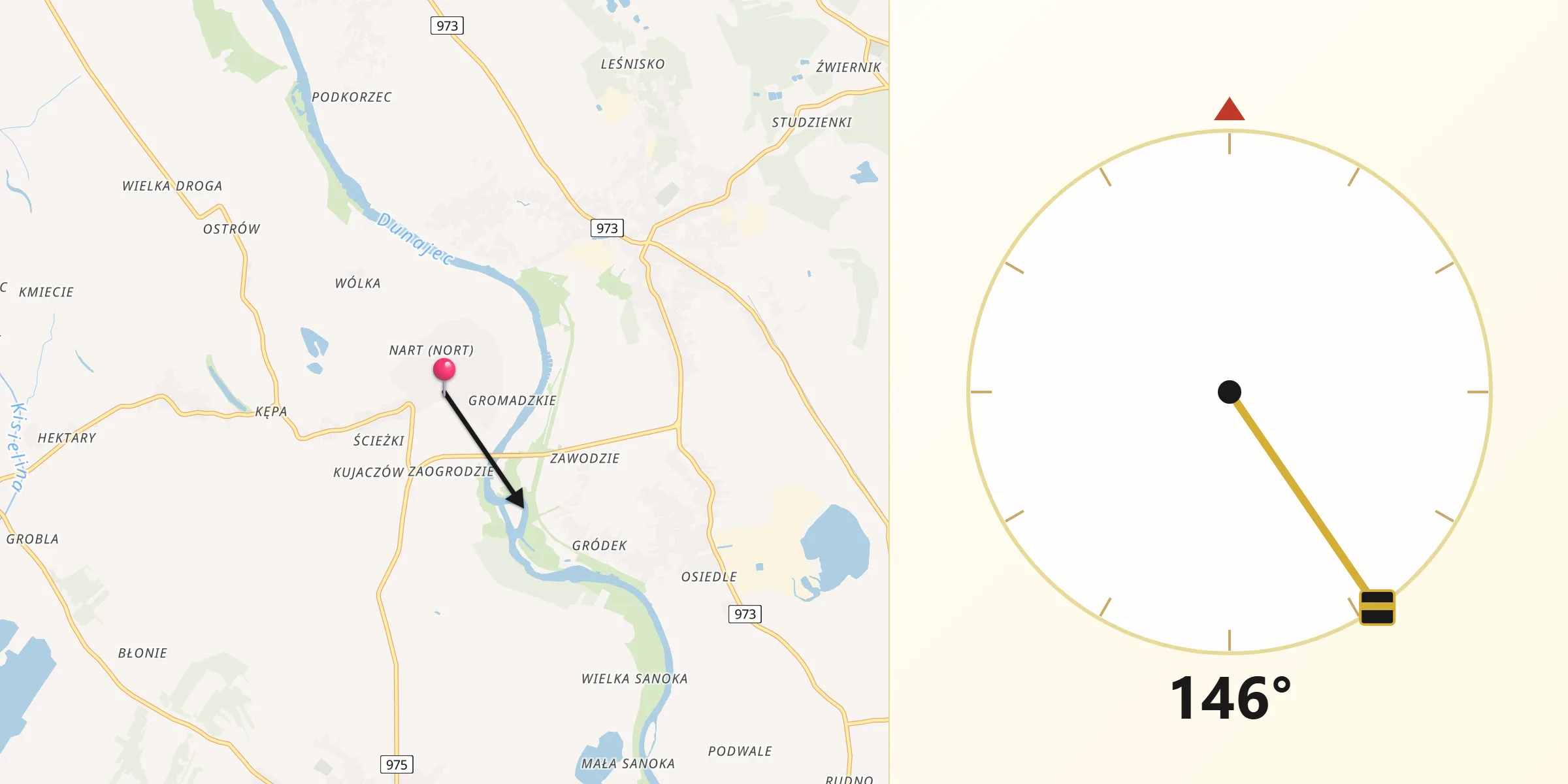 Kierunek Qibla z Biskupice Radłowskie