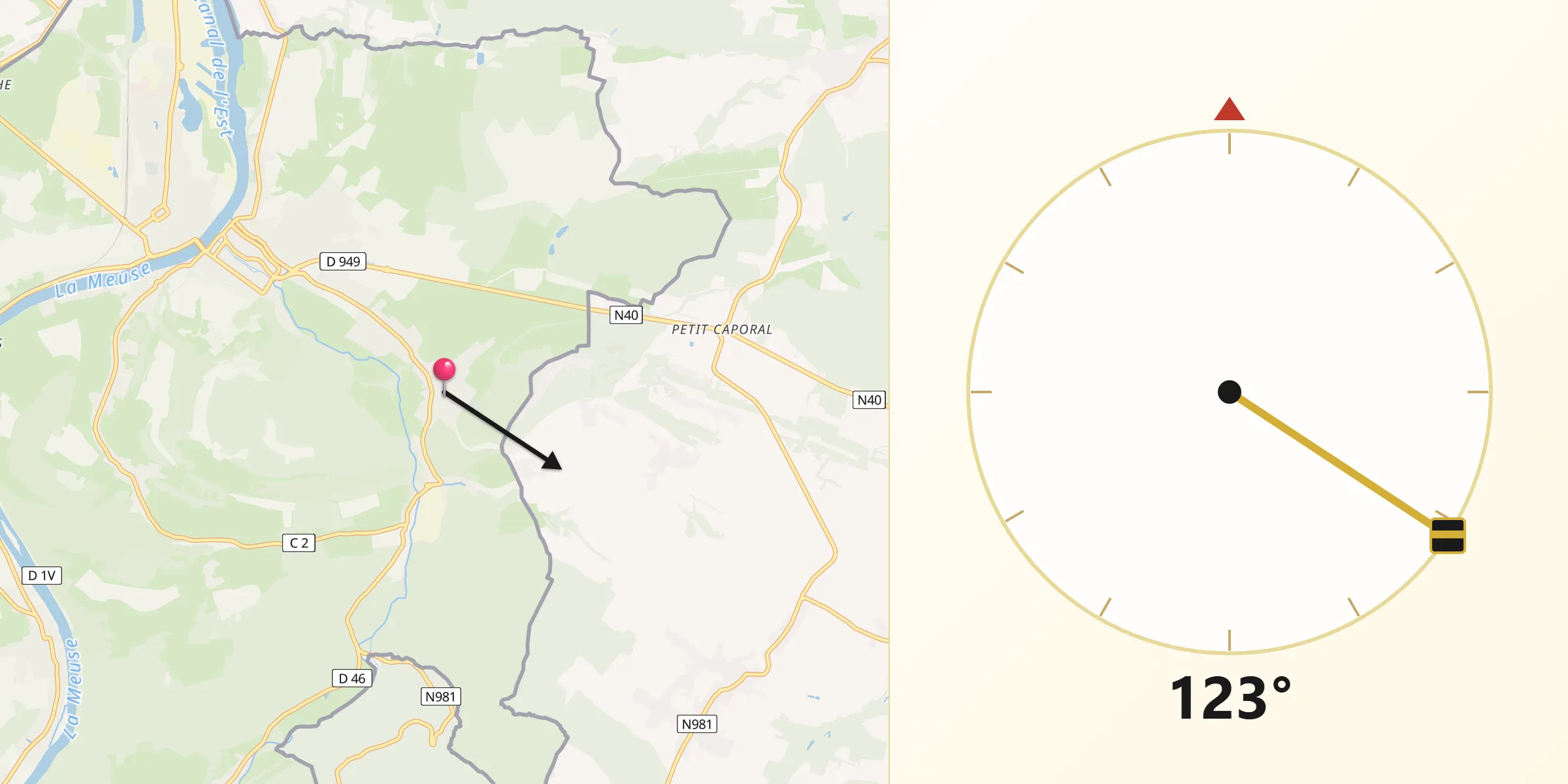Direction vers la Qibla depuis Fromelennes