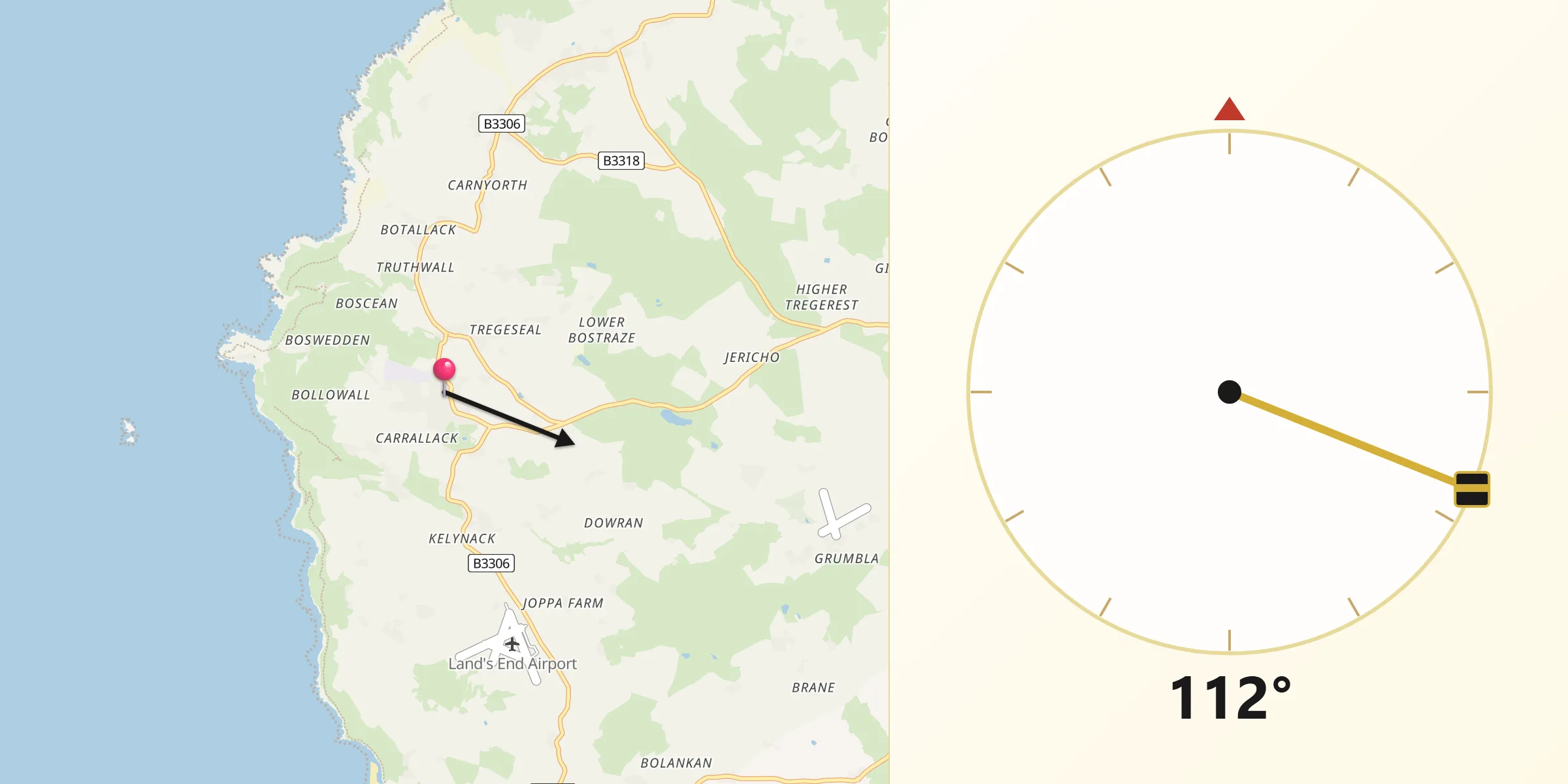 Qibla Direction from St Just