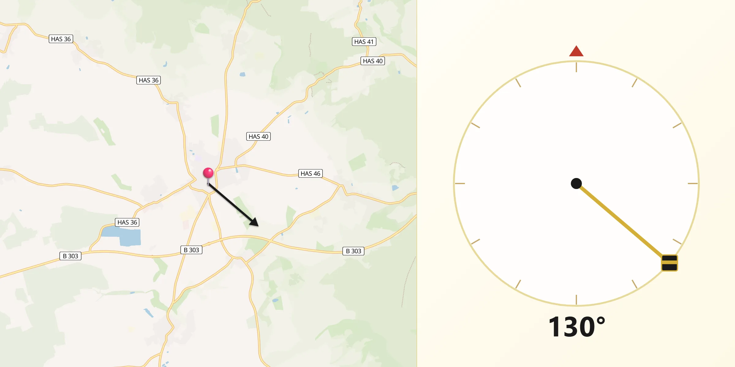 Qibla-Richtung von Hofheim in Unterfranken