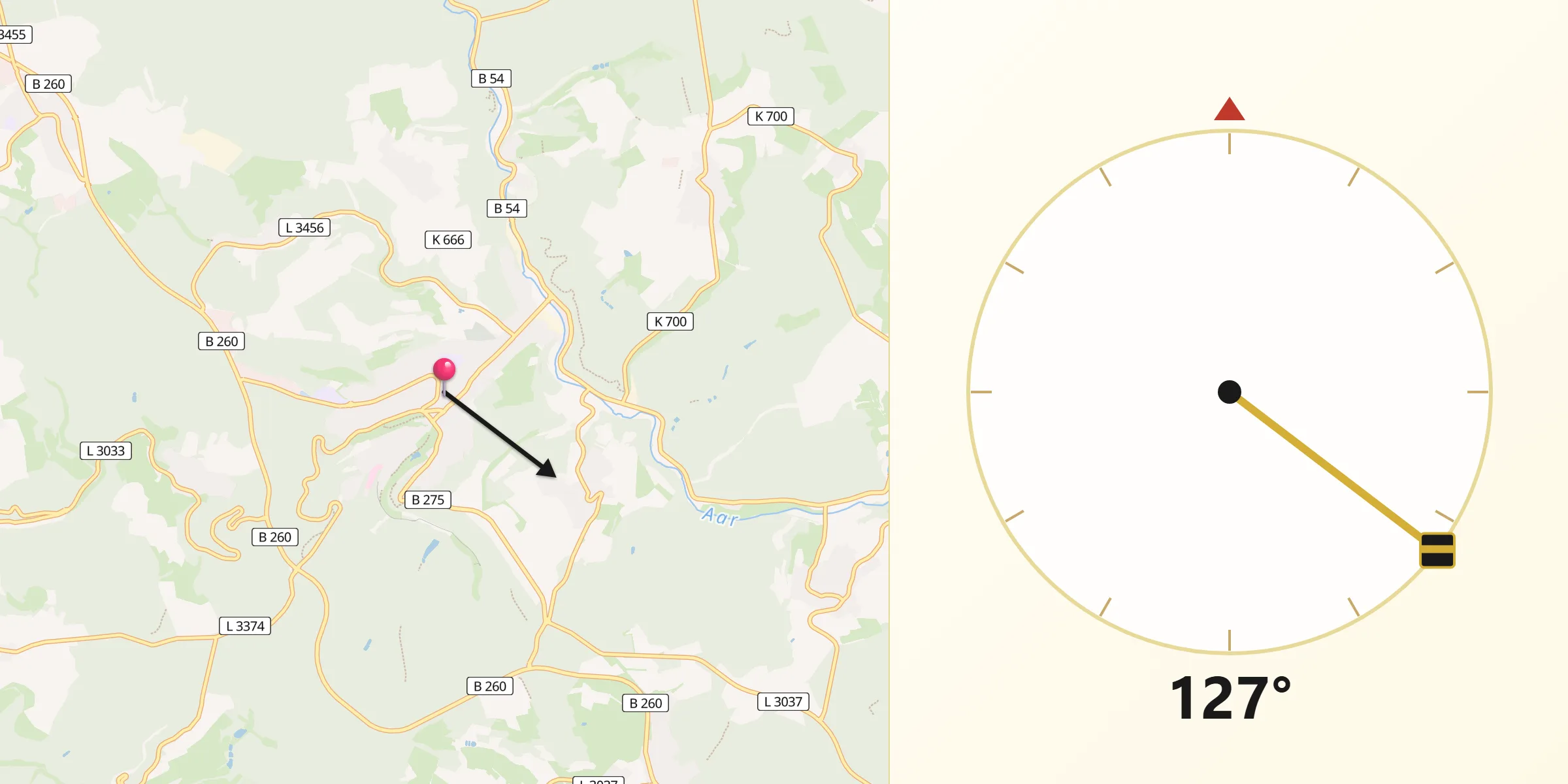 Qibla-Richtung von Bad Schwalbach