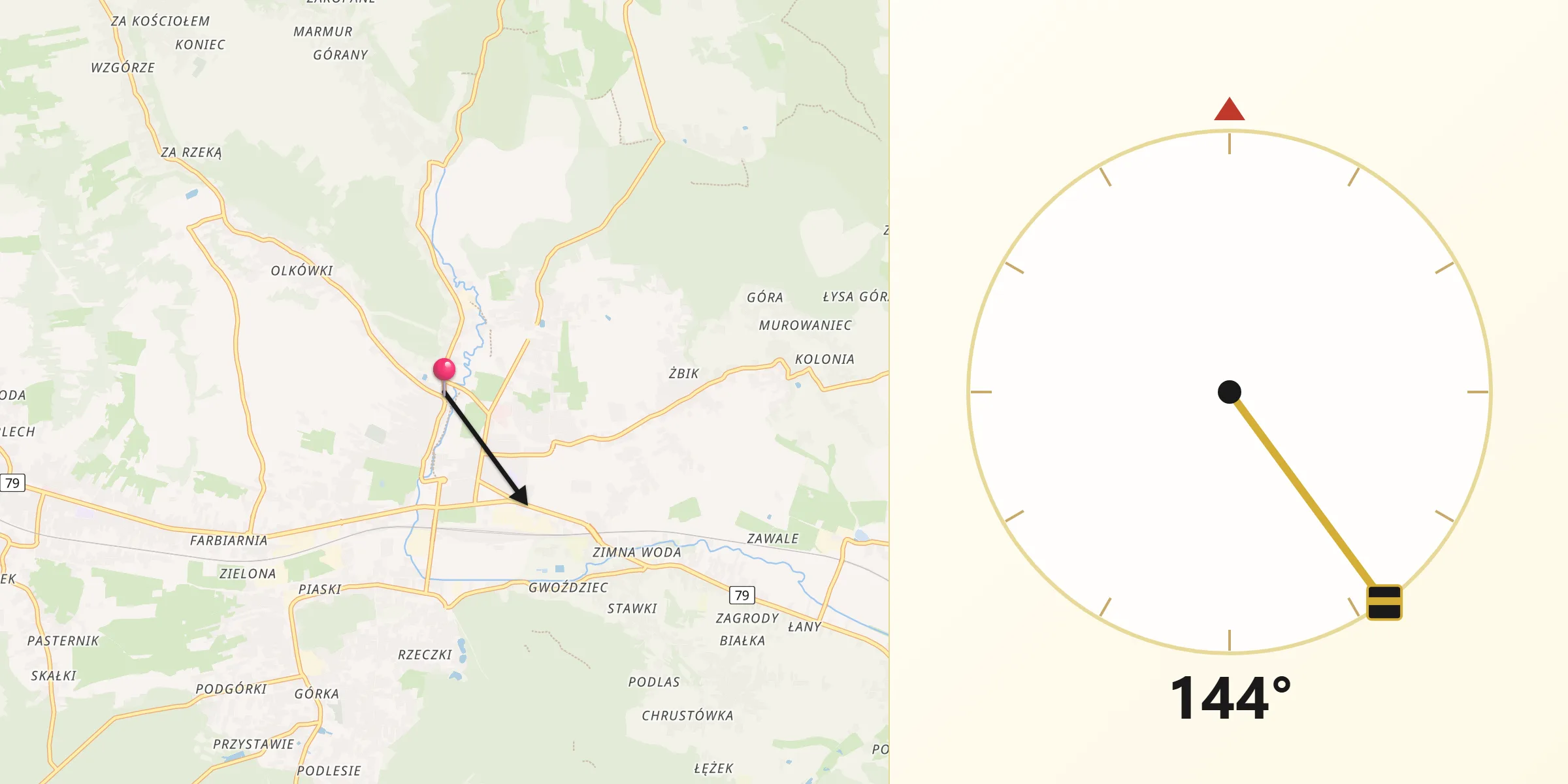 Kierunek Qibla z Krzeszowice