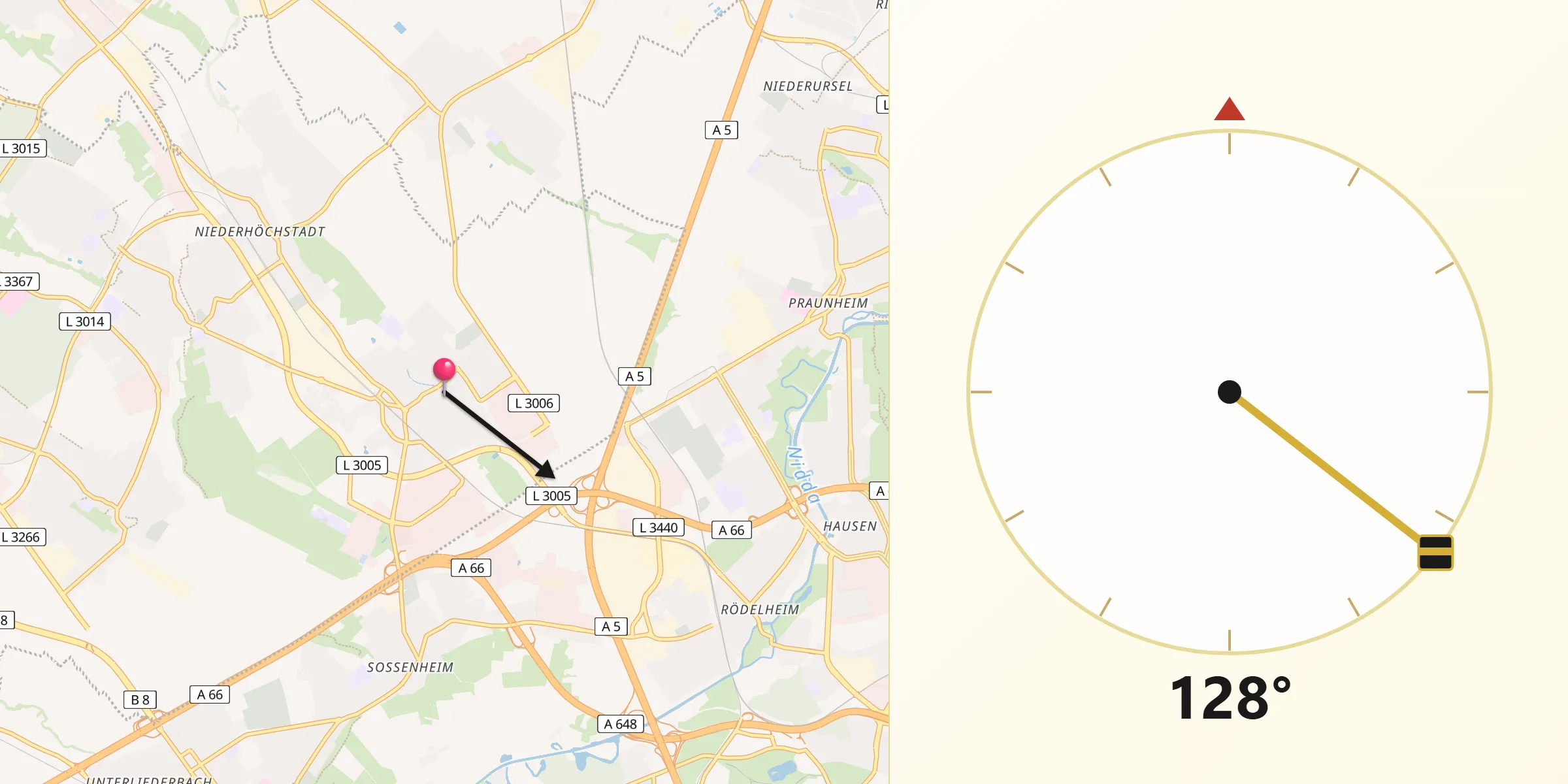 Qibla-Richtung von Eschborn