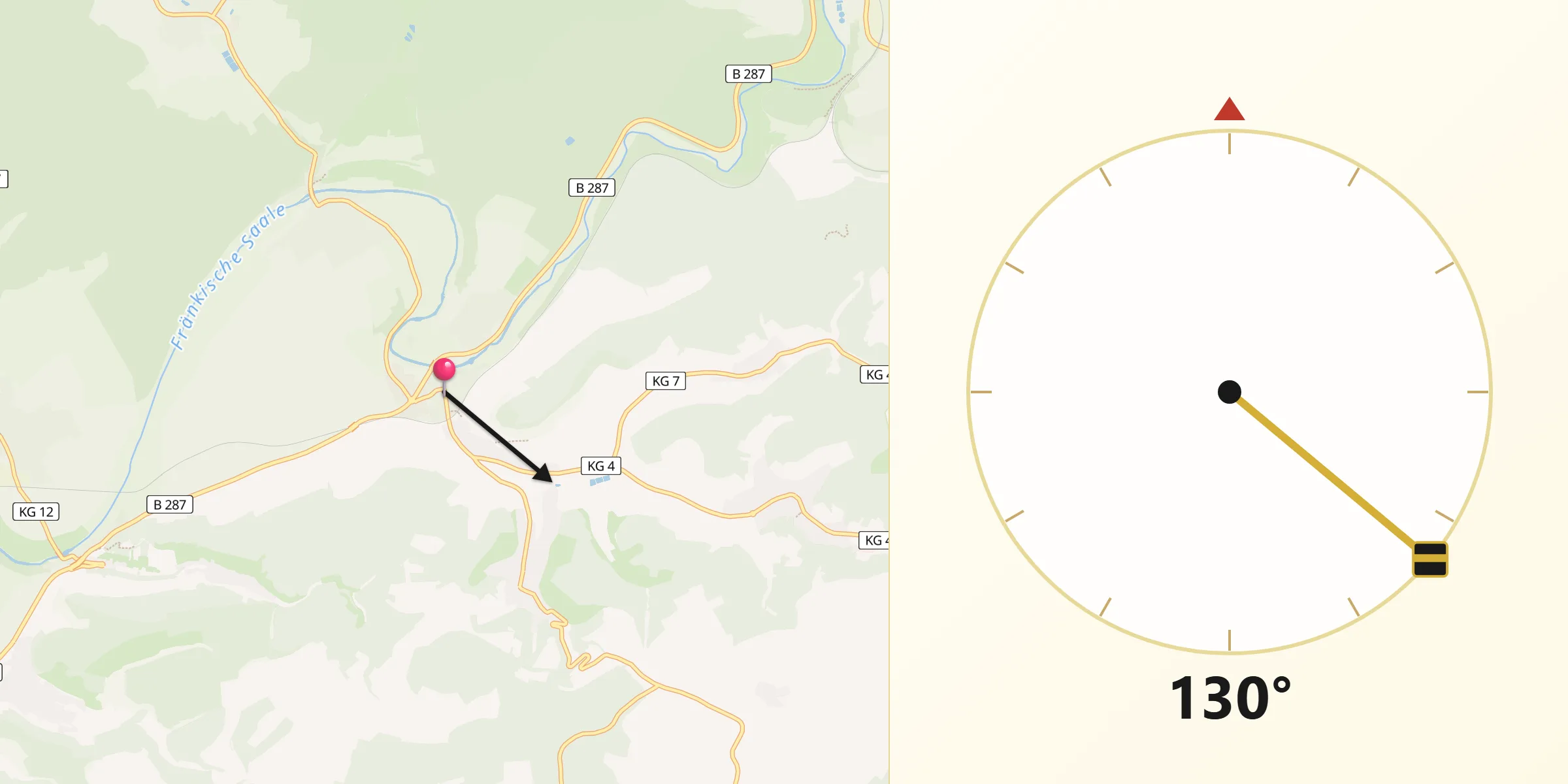 Qibla-Richtung von Euerdorf