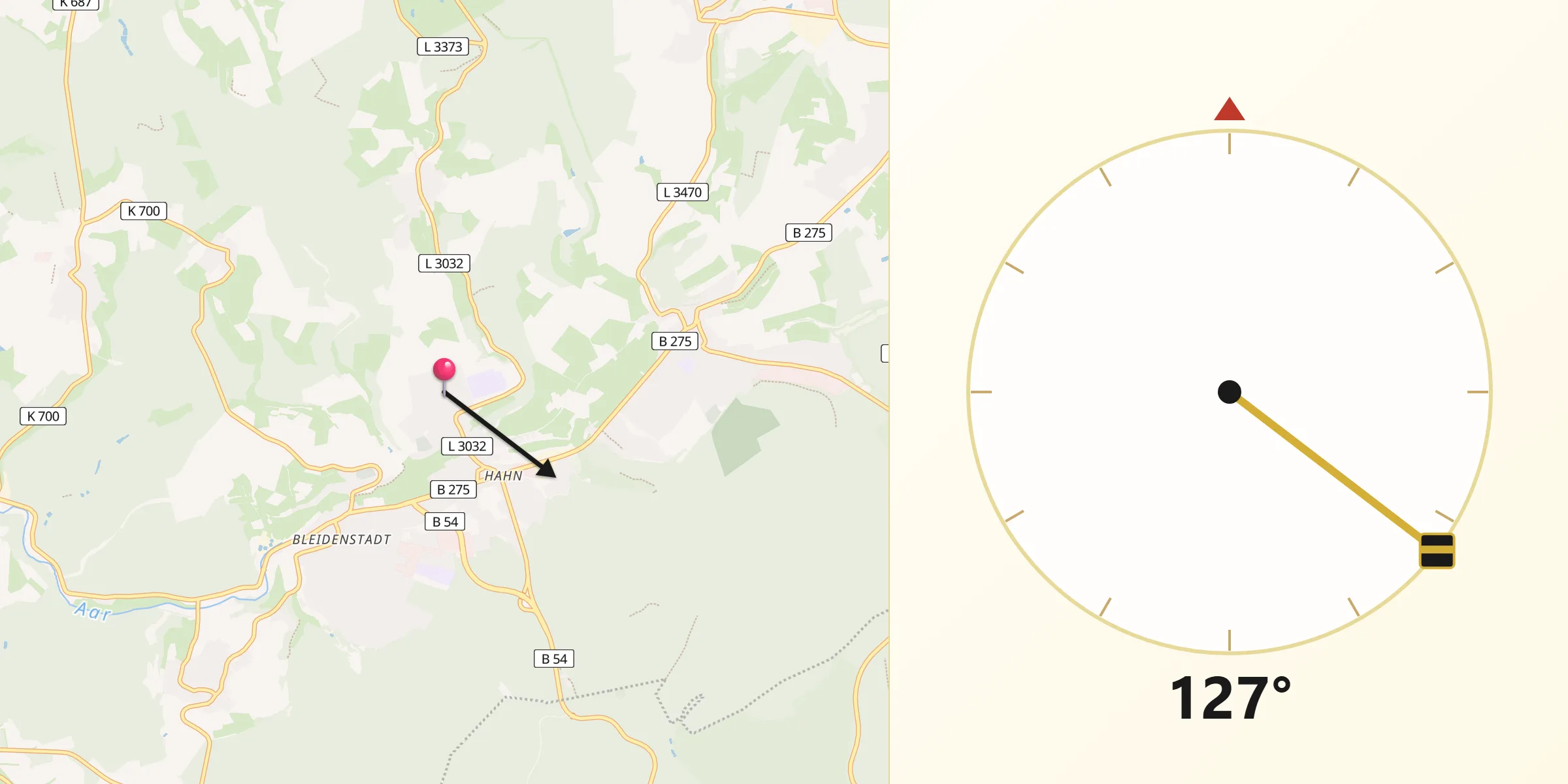 Qibla-Richtung von Taunusstein