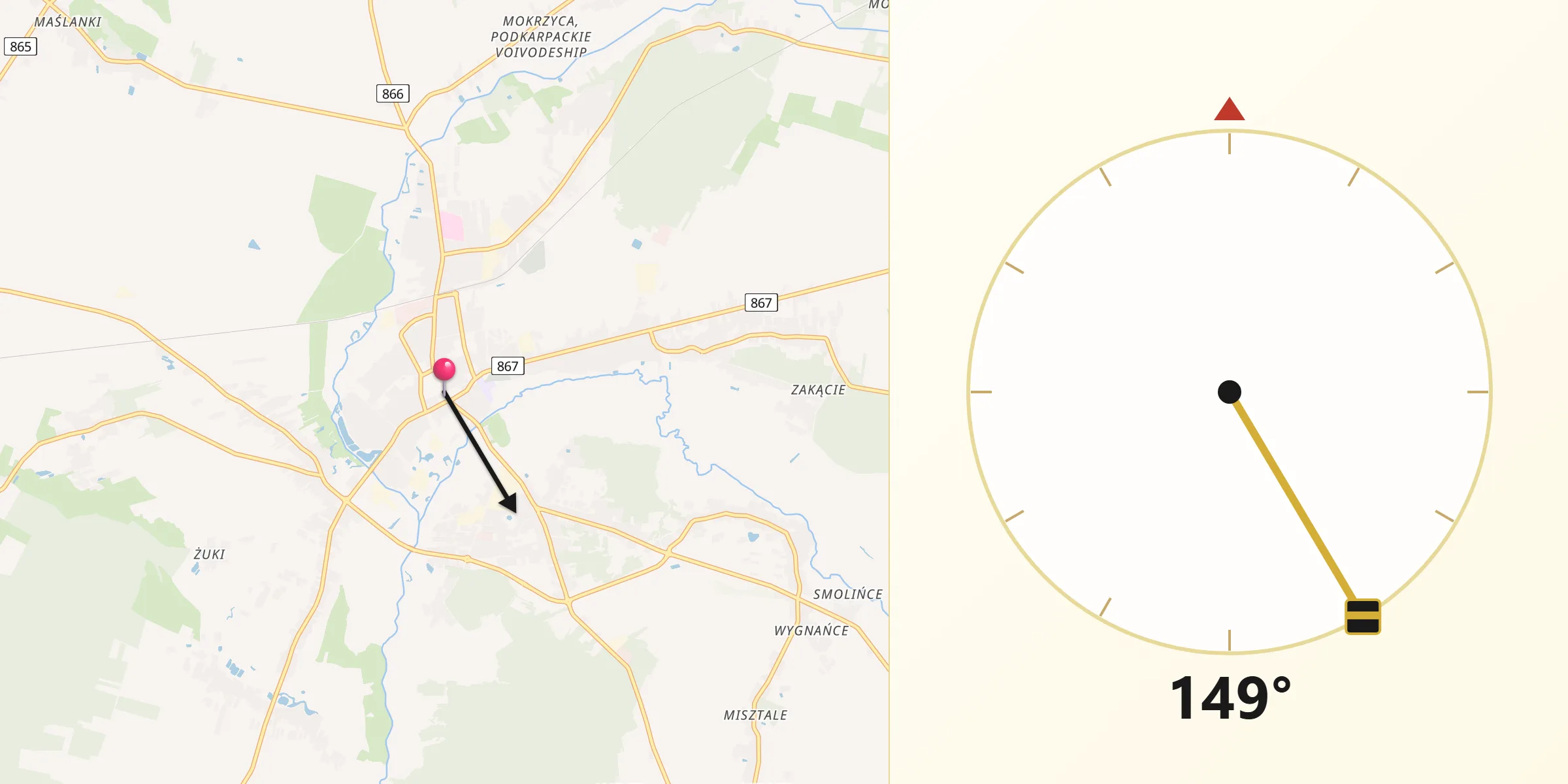 Kierunek Qibla z Lubaczów