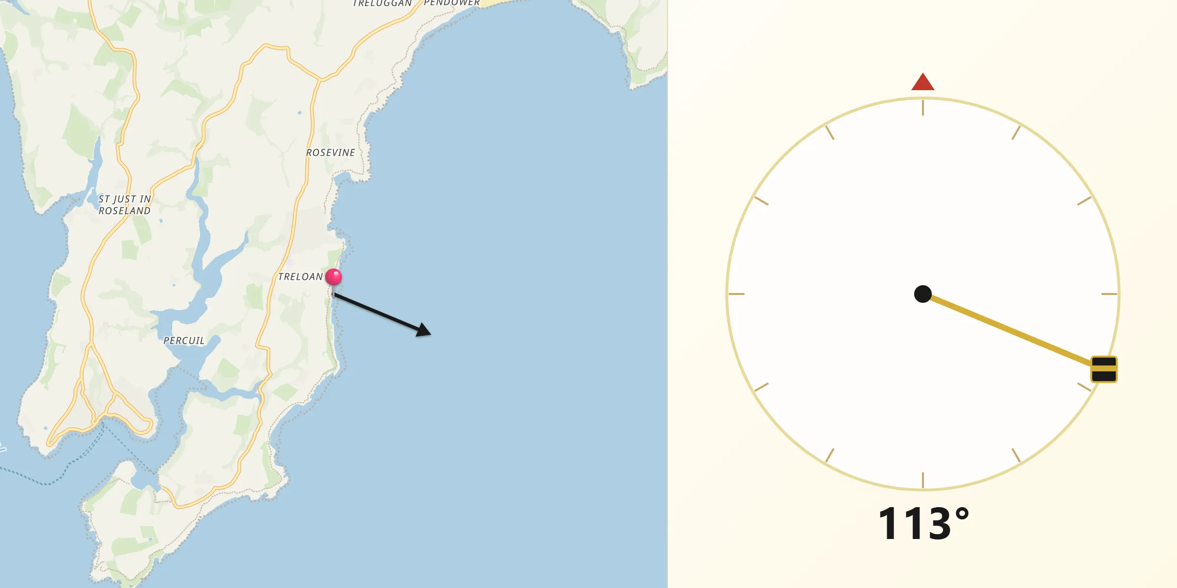 Qibla Direction from Portscatho