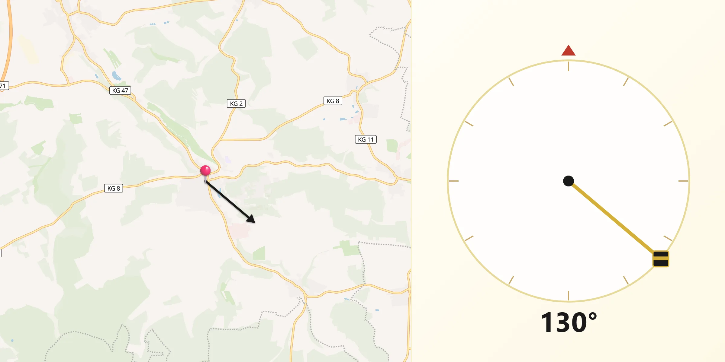 Qibla-Richtung von Maßbach