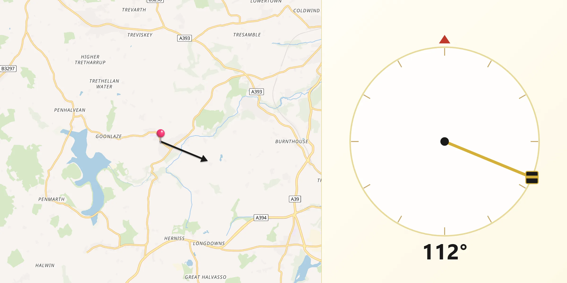 Qibla Direction from Stithians