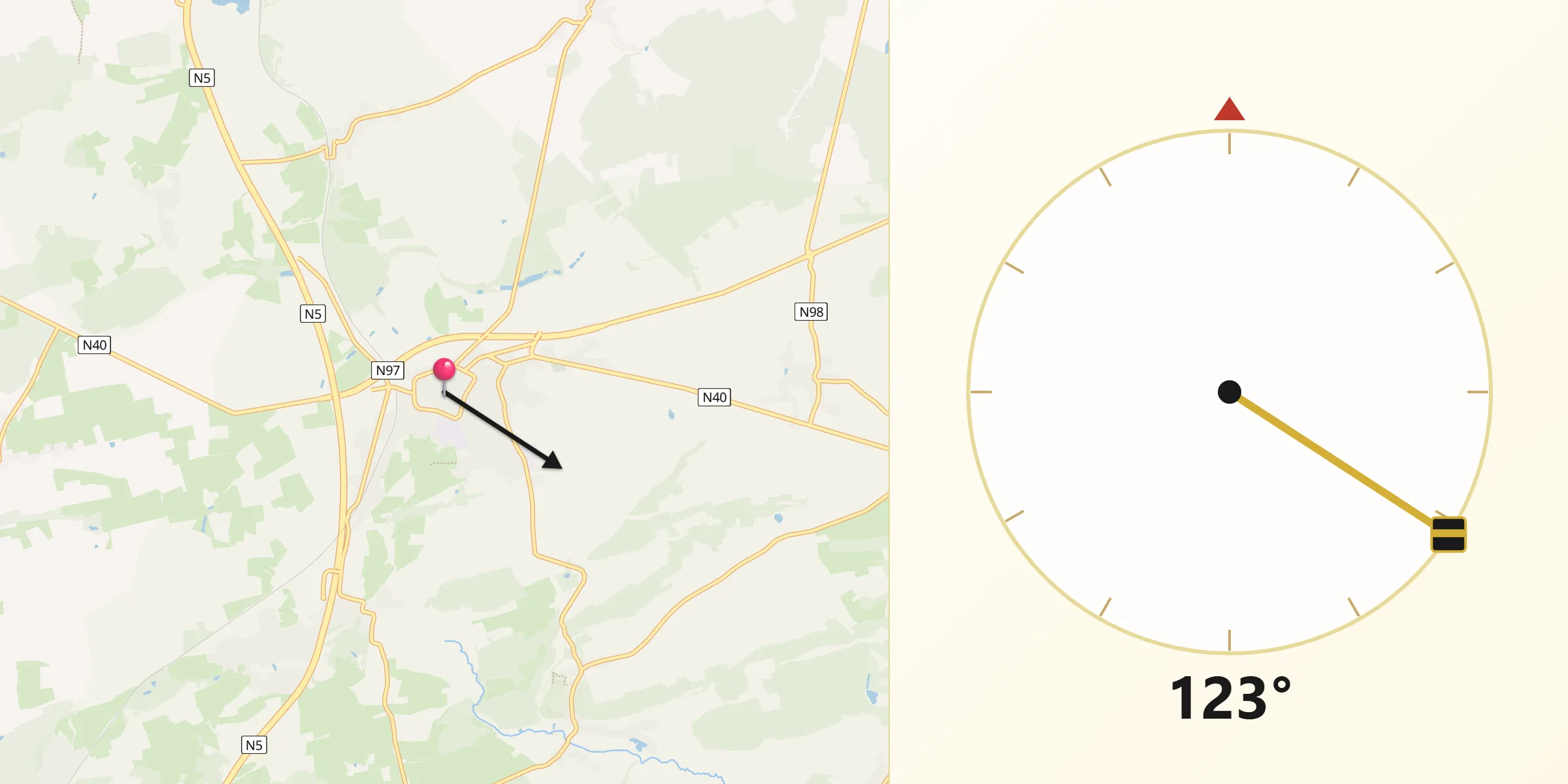 Direction vers la Qibla depuis Philippeville