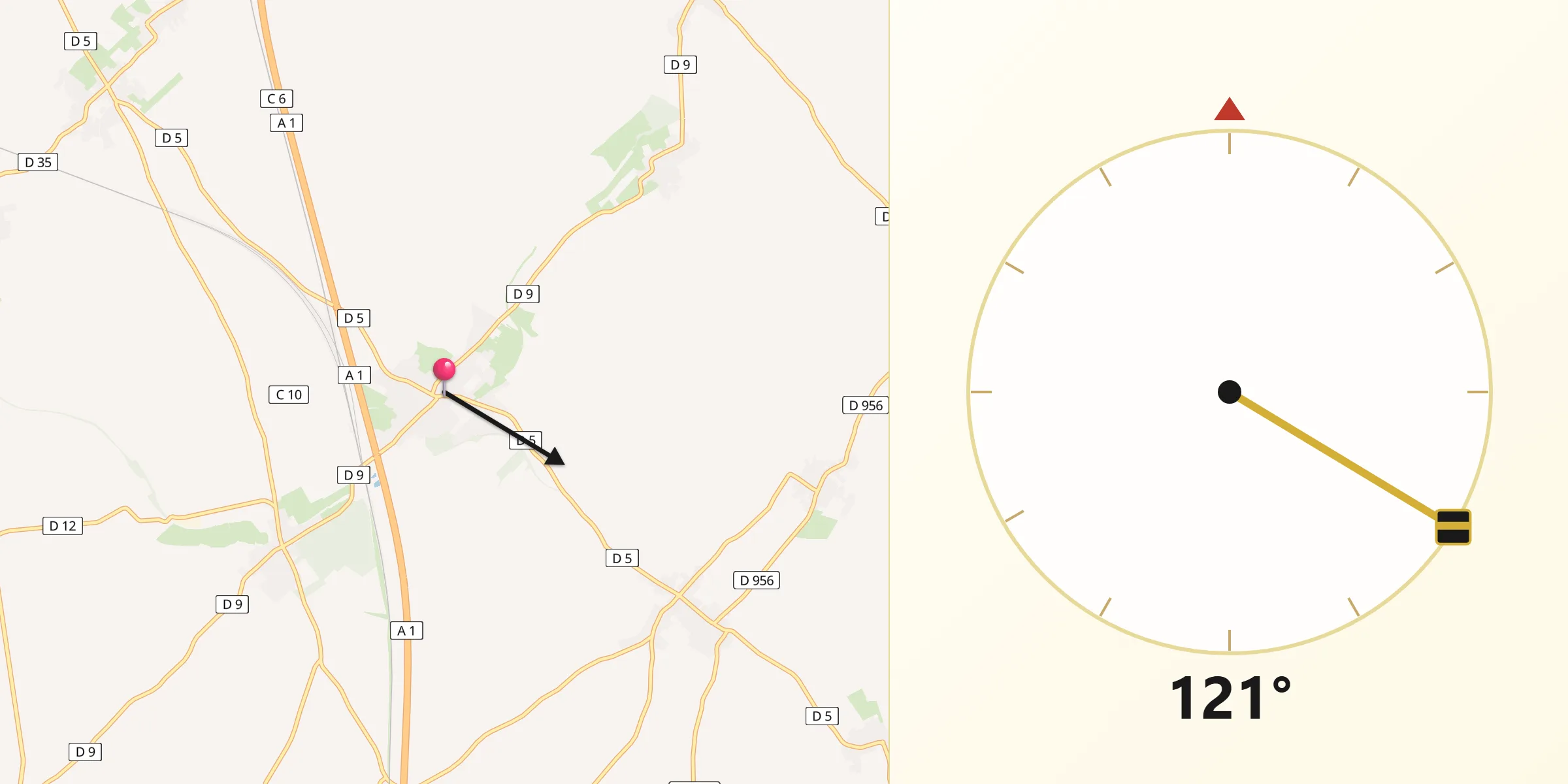 Direction vers la Qibla depuis Croisilles
