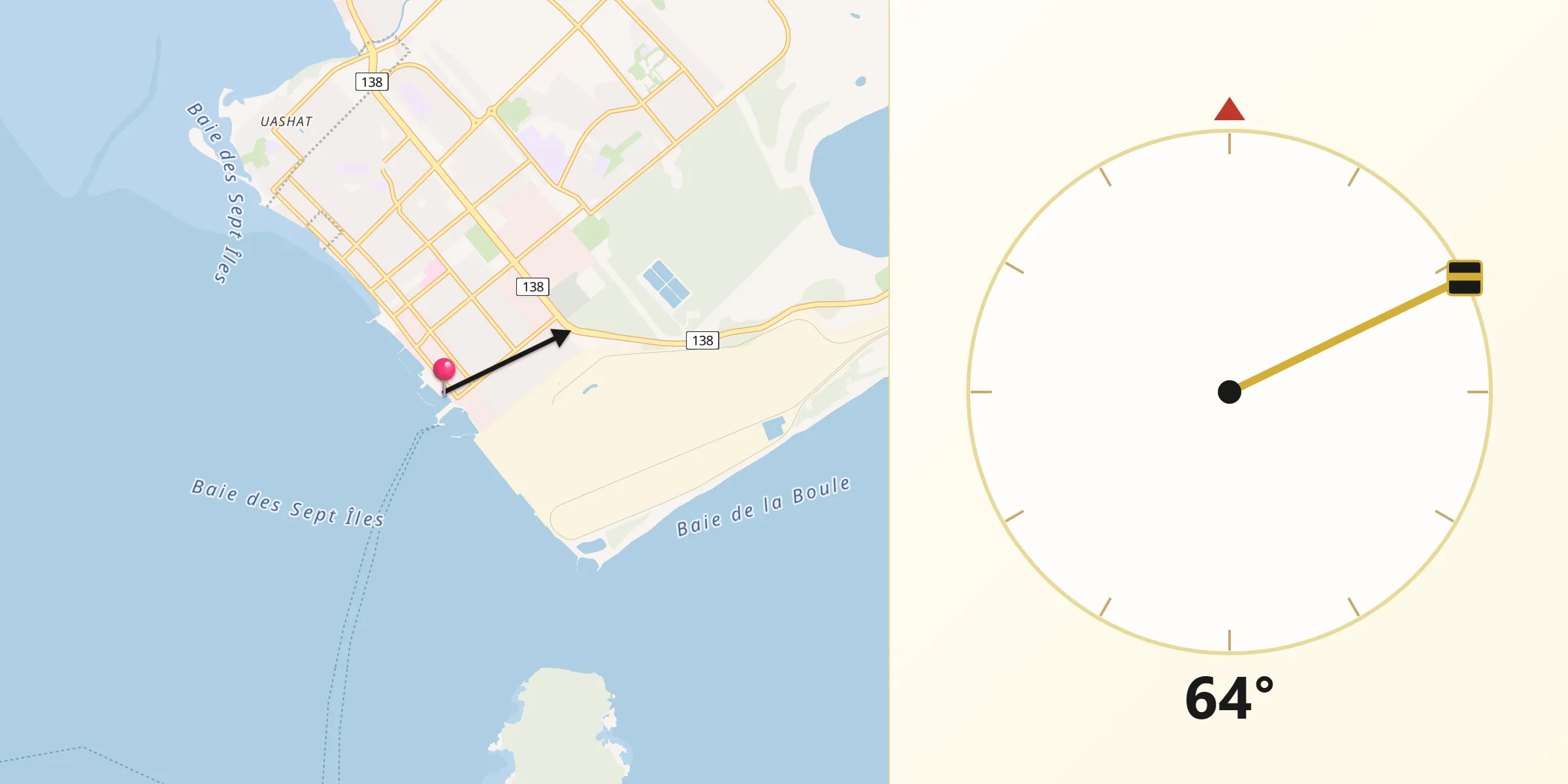 Qibla Direction from Sept-Îles