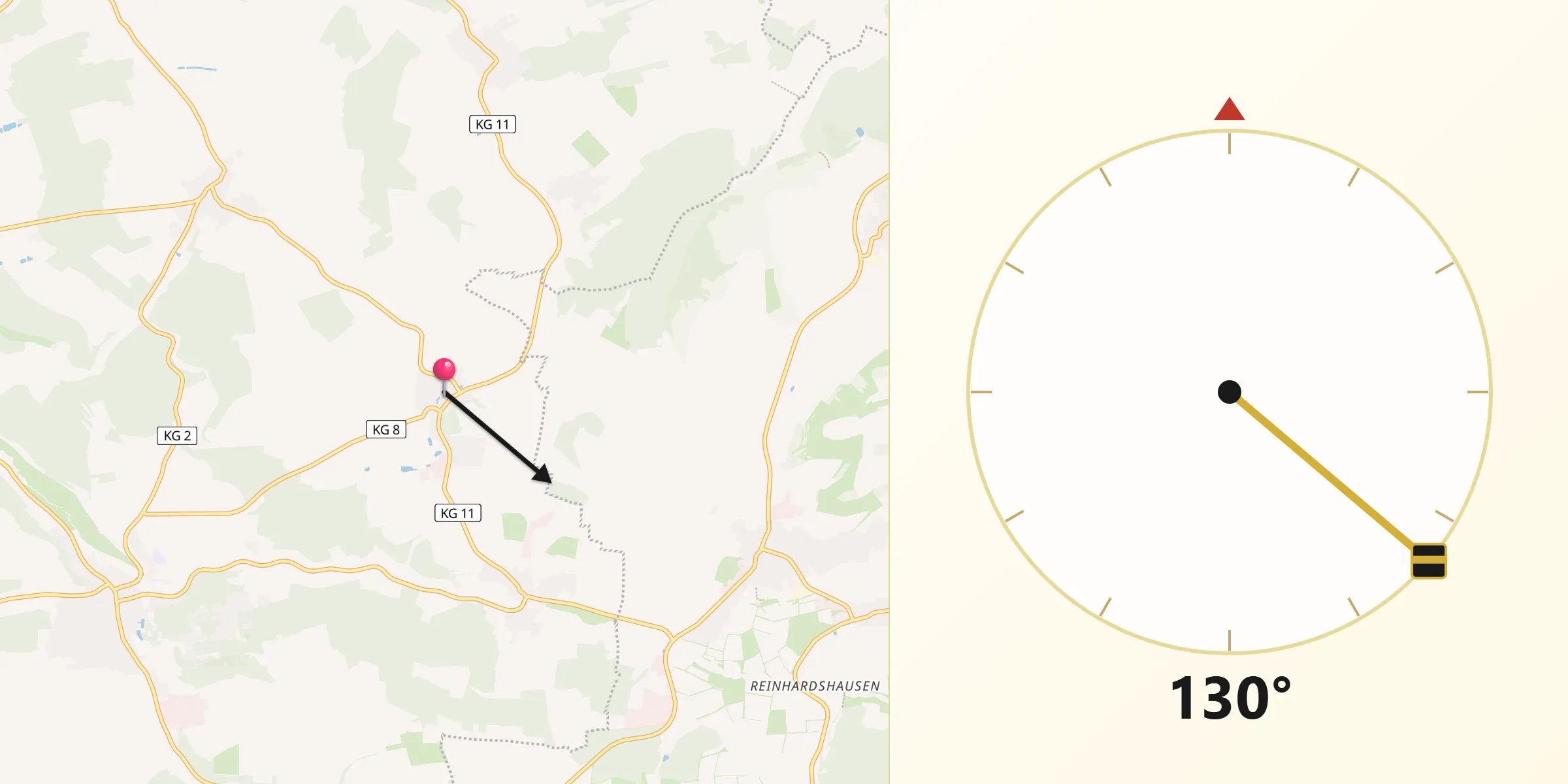 Qibla-Richtung von Thundorf in Unterfranken