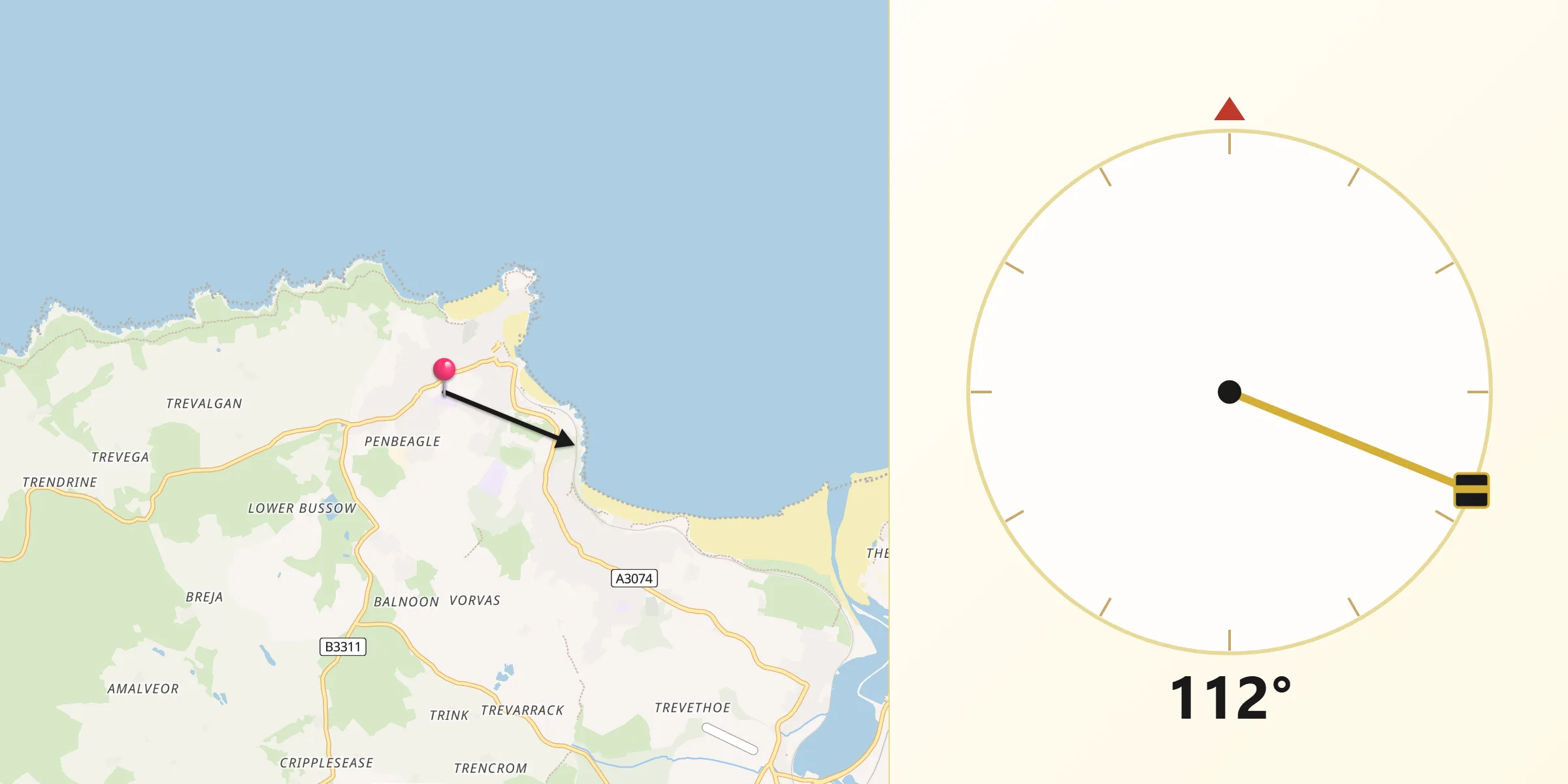 Qibla Direction from St Ives