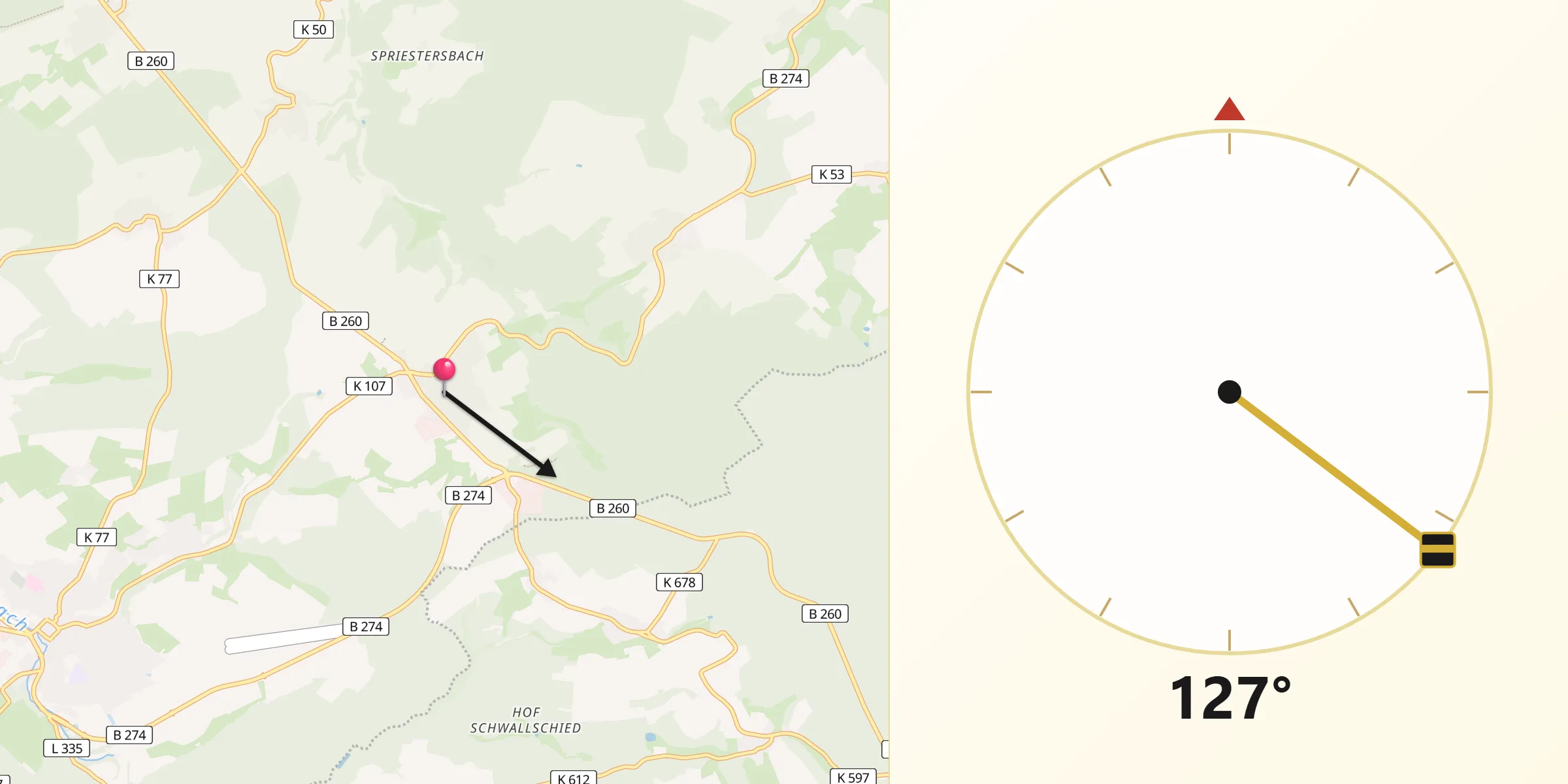 Qibla-Richtung von Holzhausen an der Haide