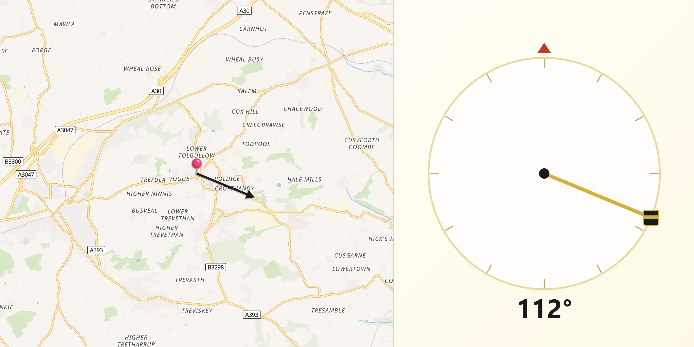 Qibla Direction from St. Day