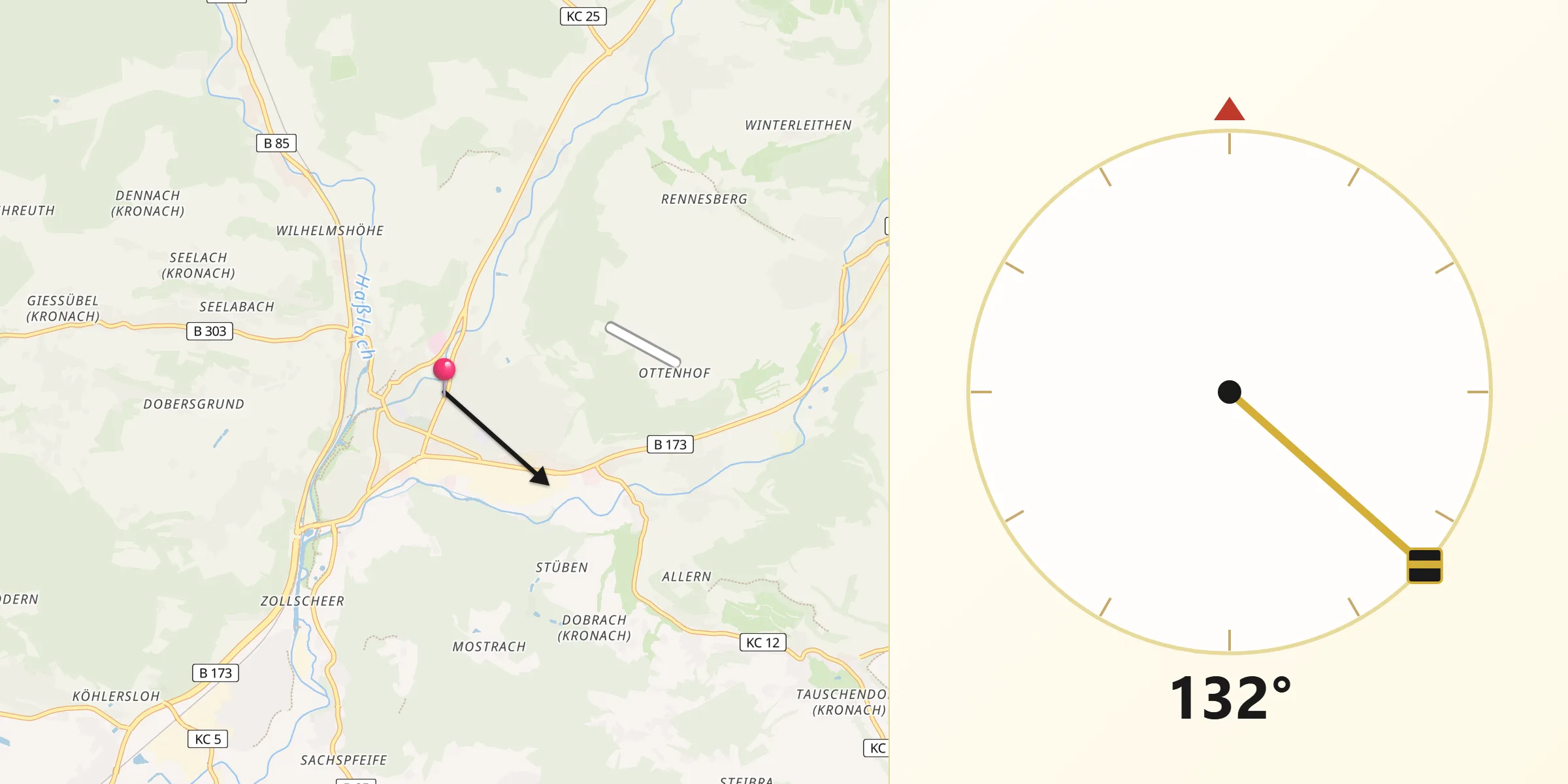 Qibla-Richtung von Kronach