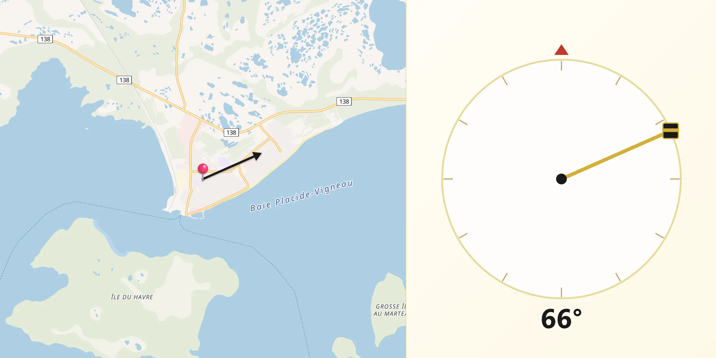 Qibla Direction from Havre-Saint-Pierre