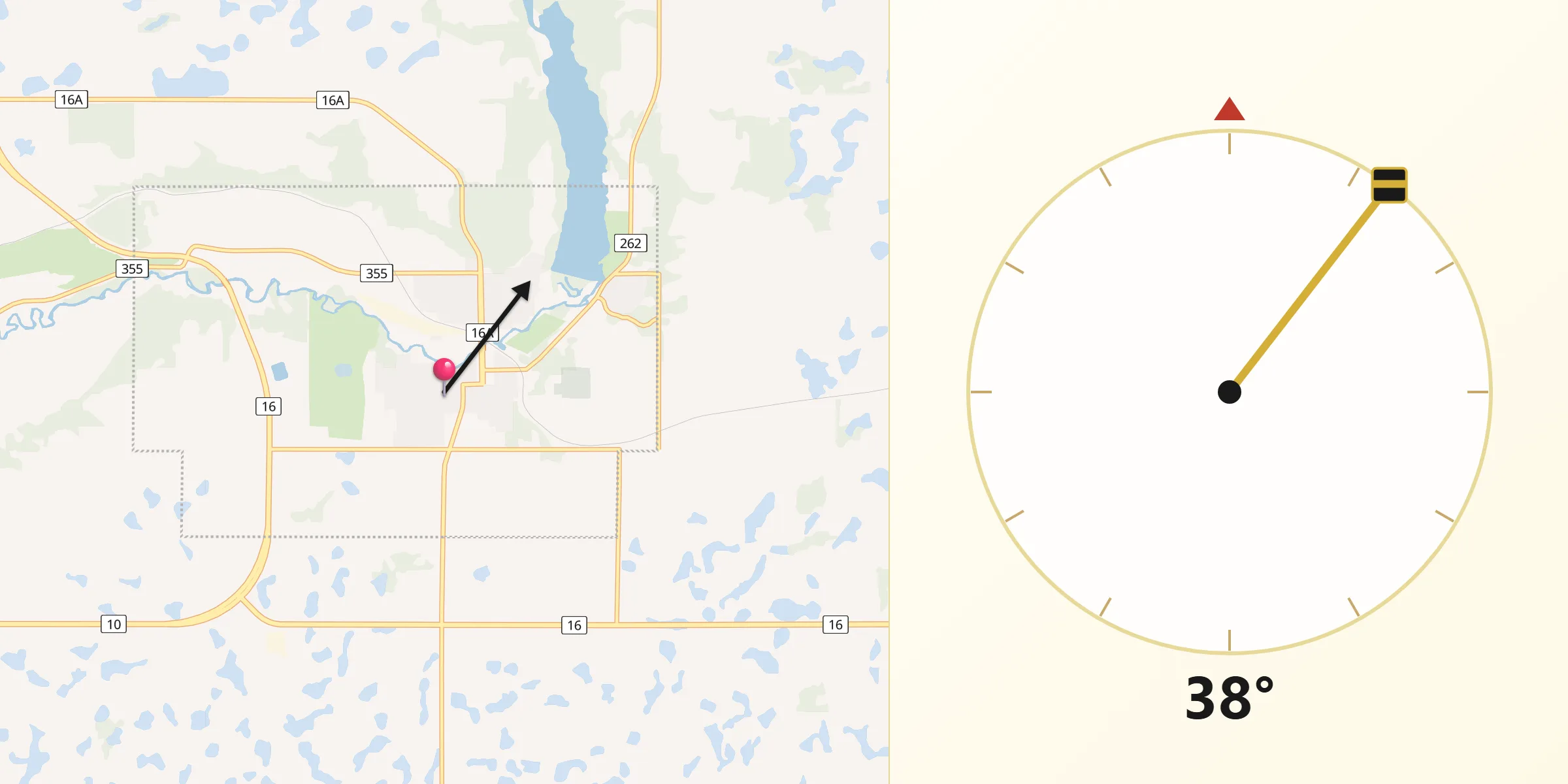 Qibla Direction from Minnedosa