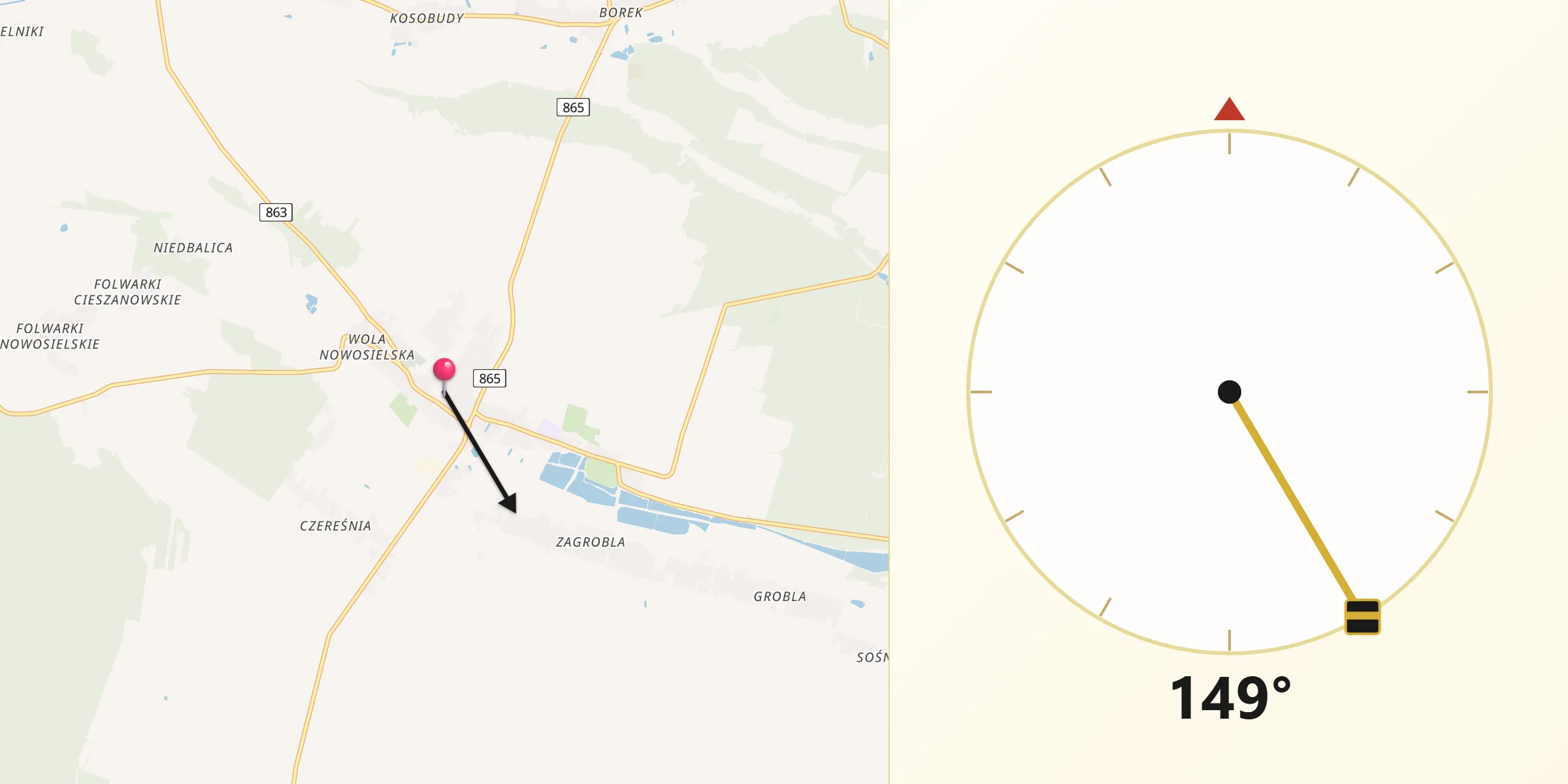 Kierunek Qibla z Cieszanów