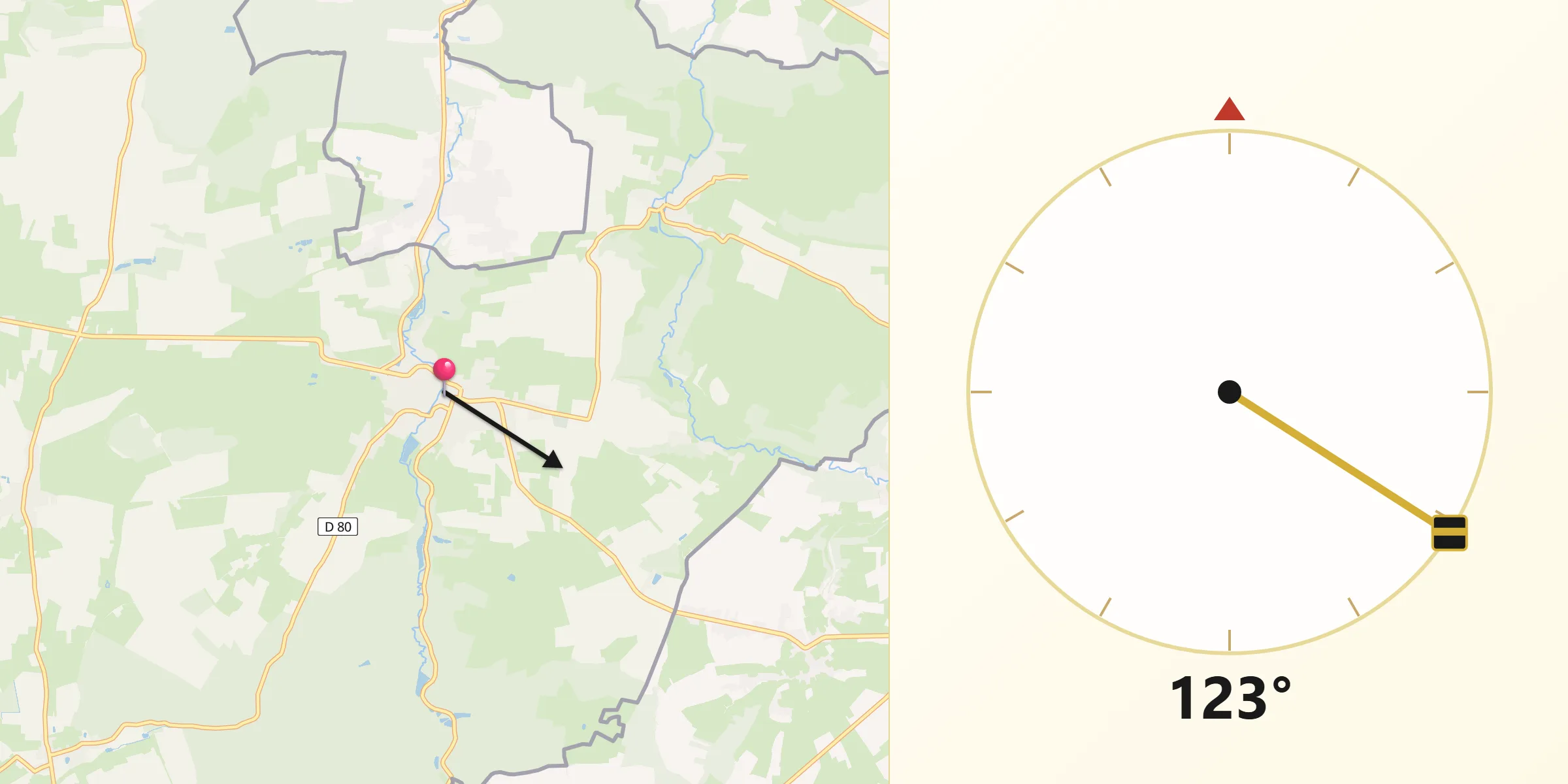 Direction vers la Qibla depuis Cousolre