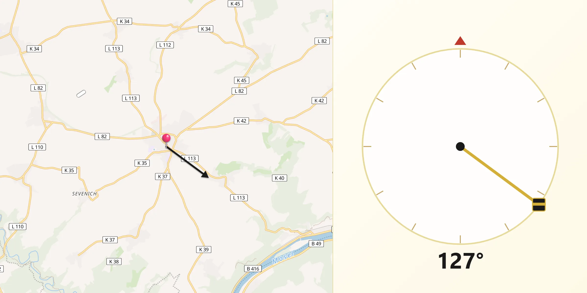 Qibla-Richtung von Münstermaifeld