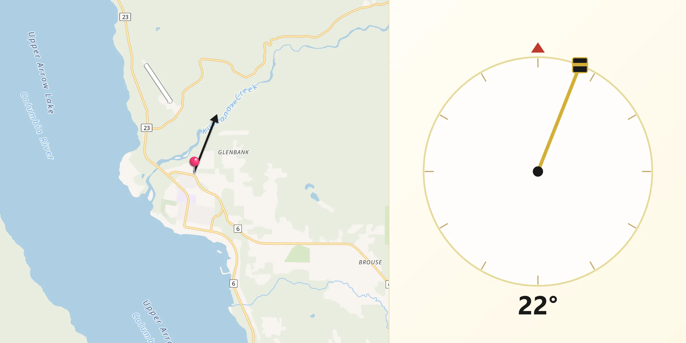 Qibla Direction from Nakusp