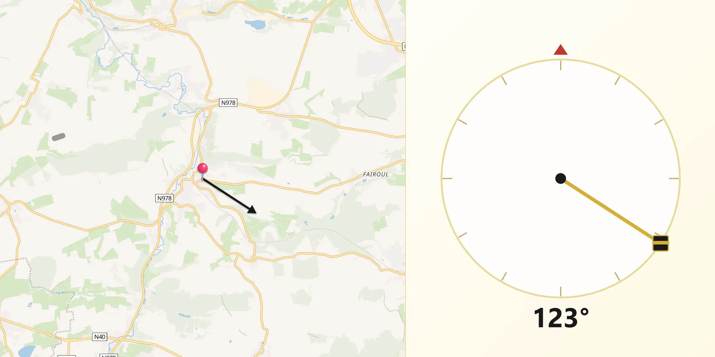 Direction vers la Qibla depuis Walcourt
